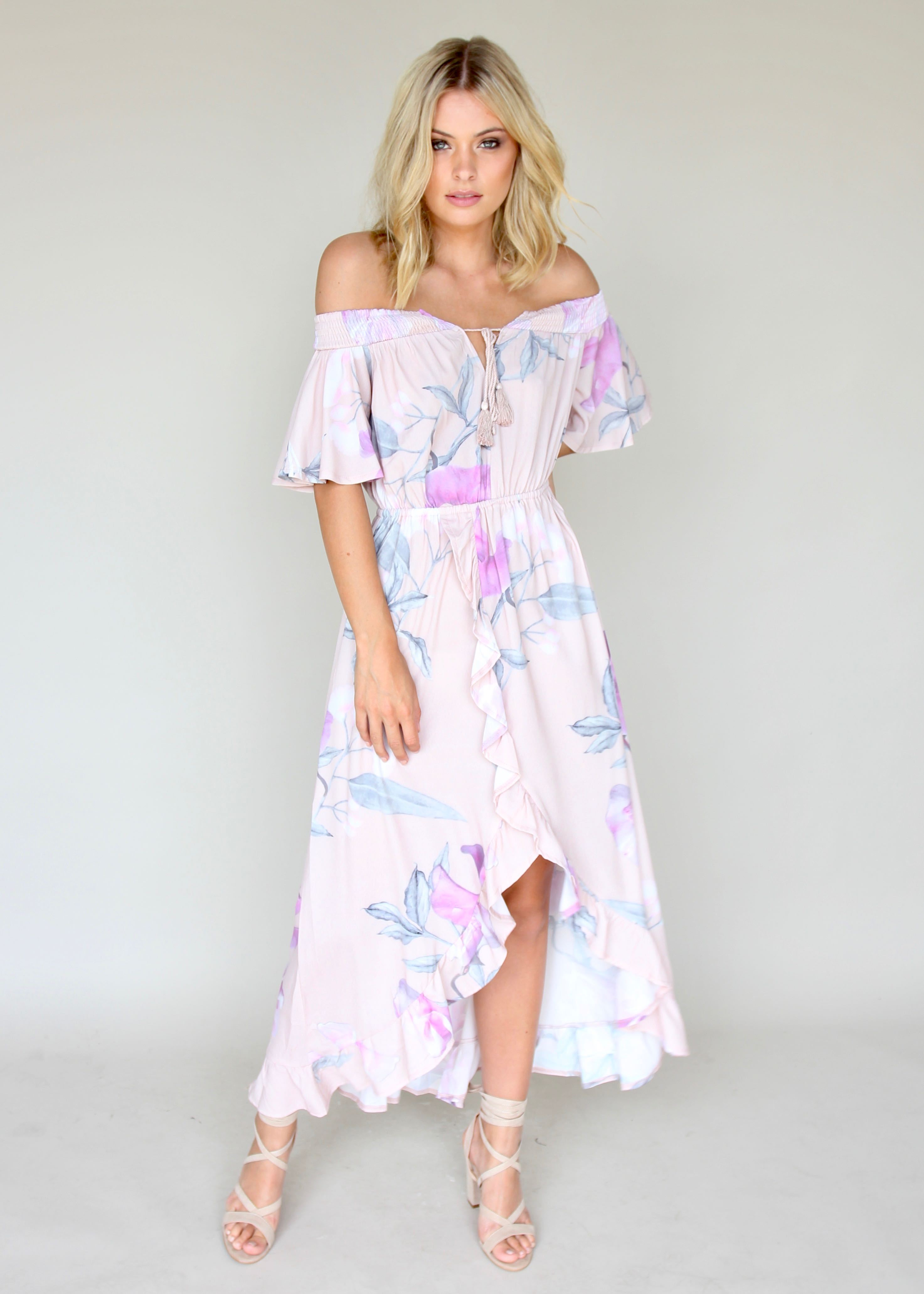 La Venus Off Shoulder Maxi Dress - Blossom