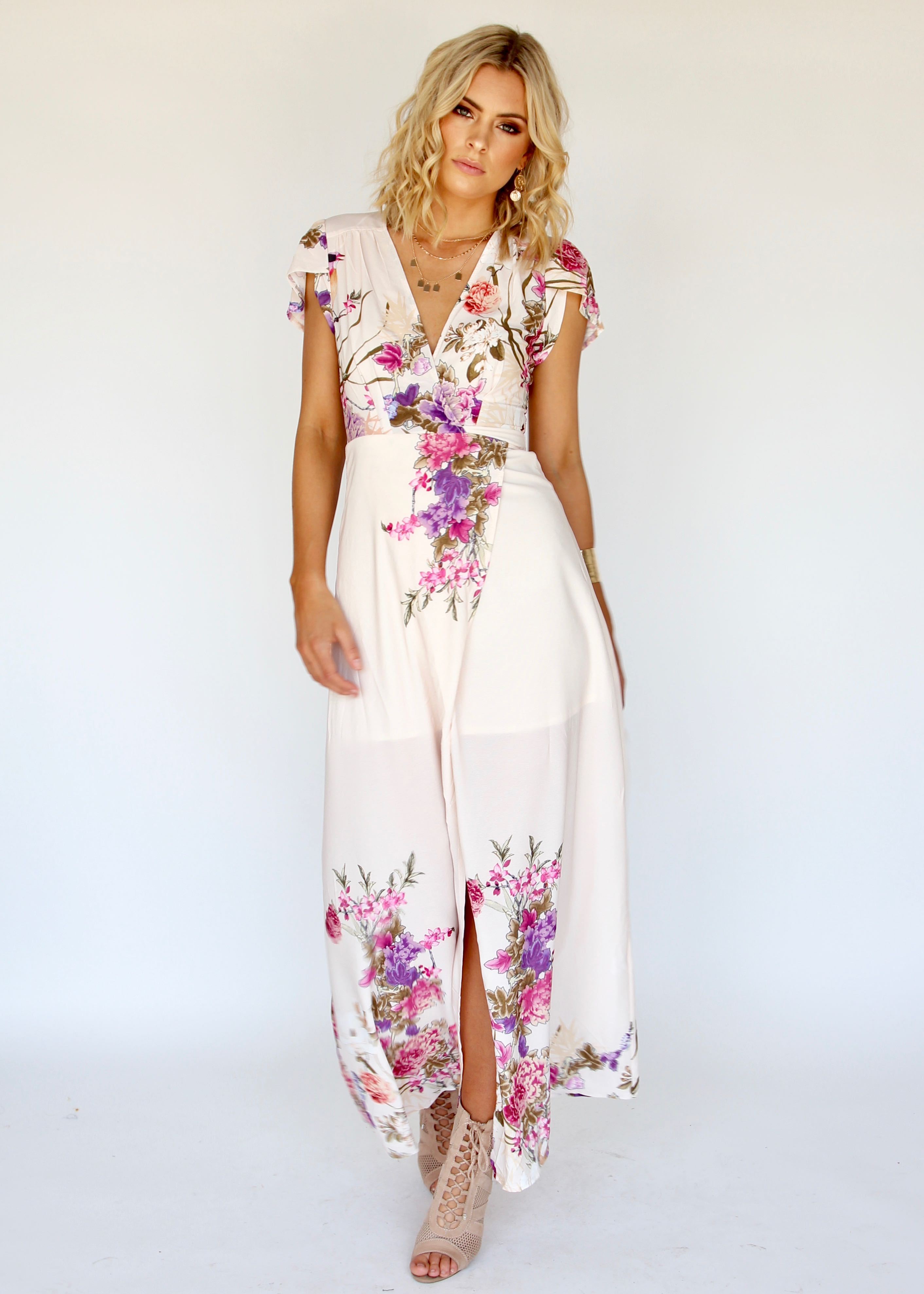 South Branch Wrap Dress - Blush Botanica