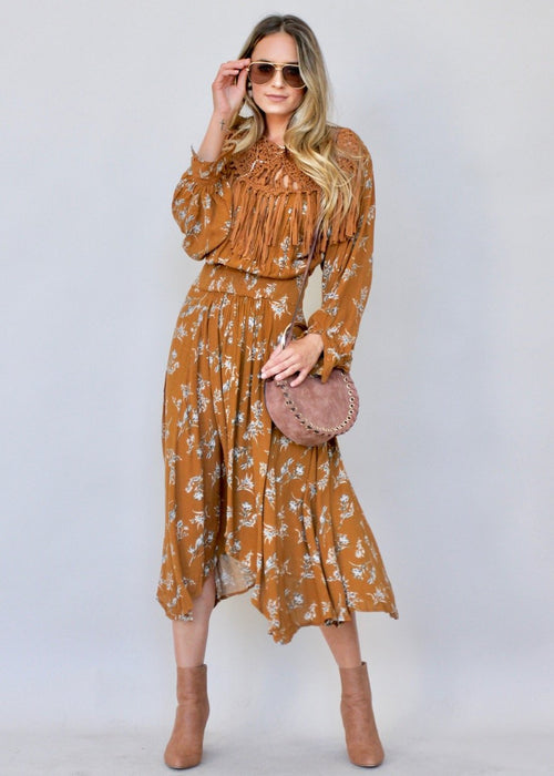 Be My All Fringe Maxi Dress - Mustard