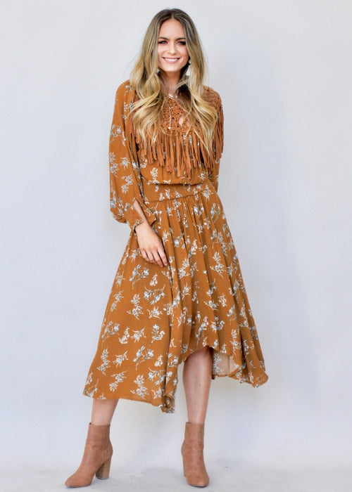 Be My All Fringe Maxi Dress - Mustard