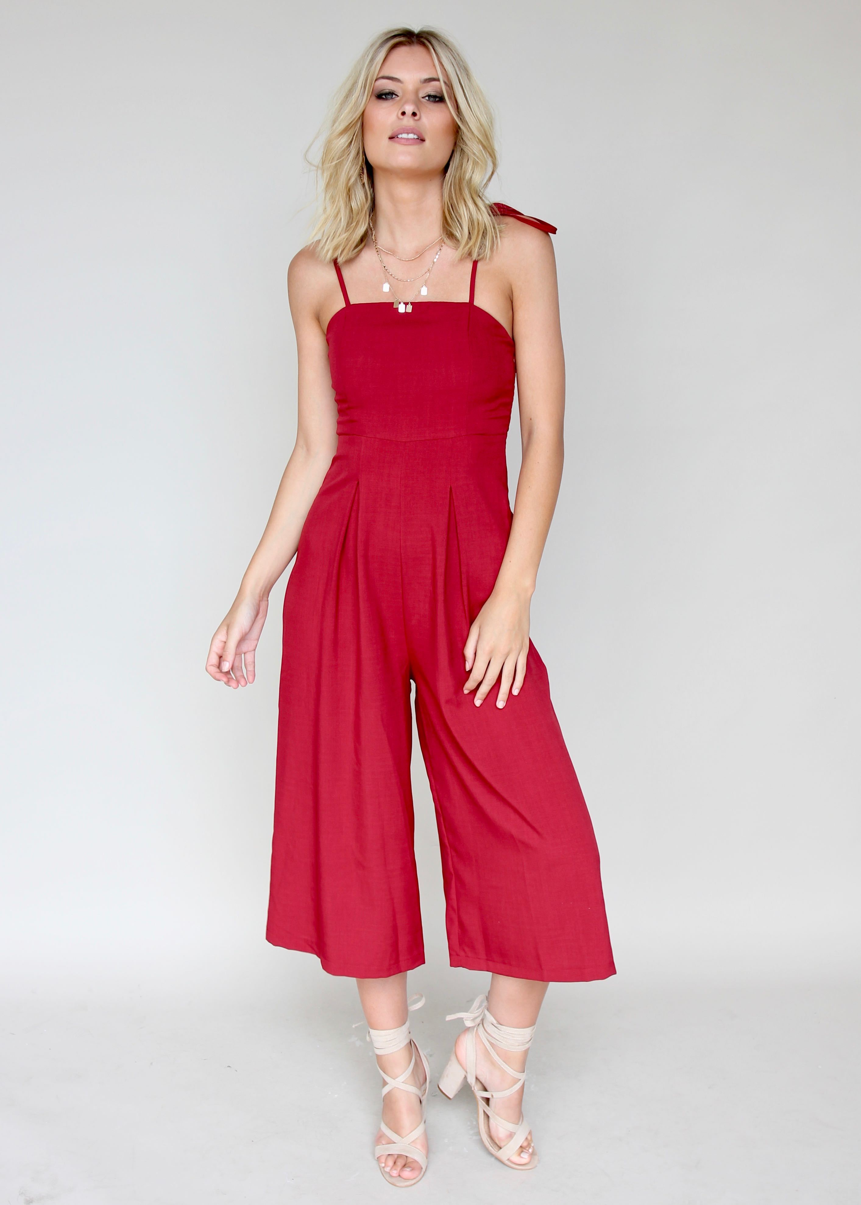 Better In Time Pantsuit - Crimsom