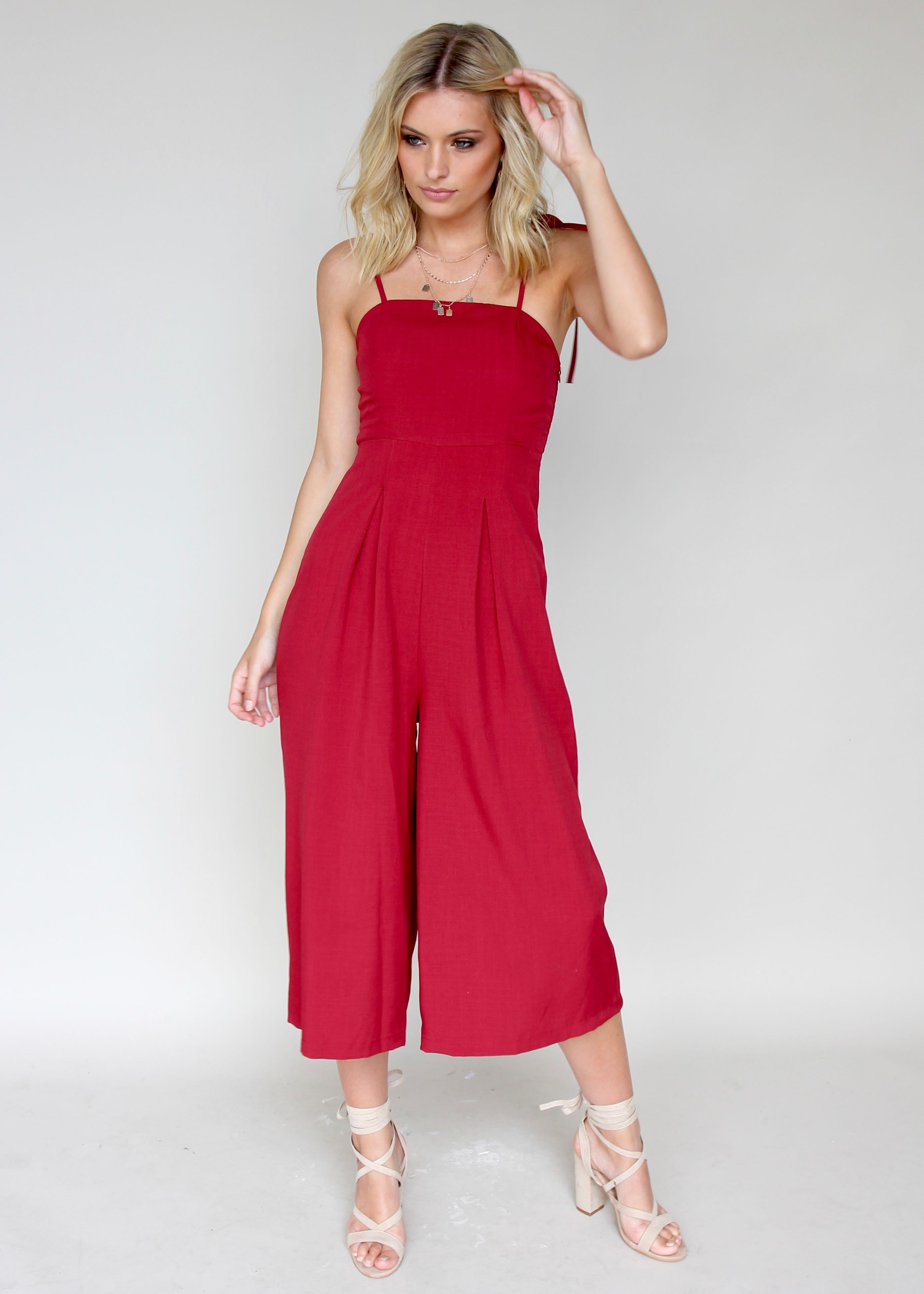 Better In Time Pantsuit - Crimsom