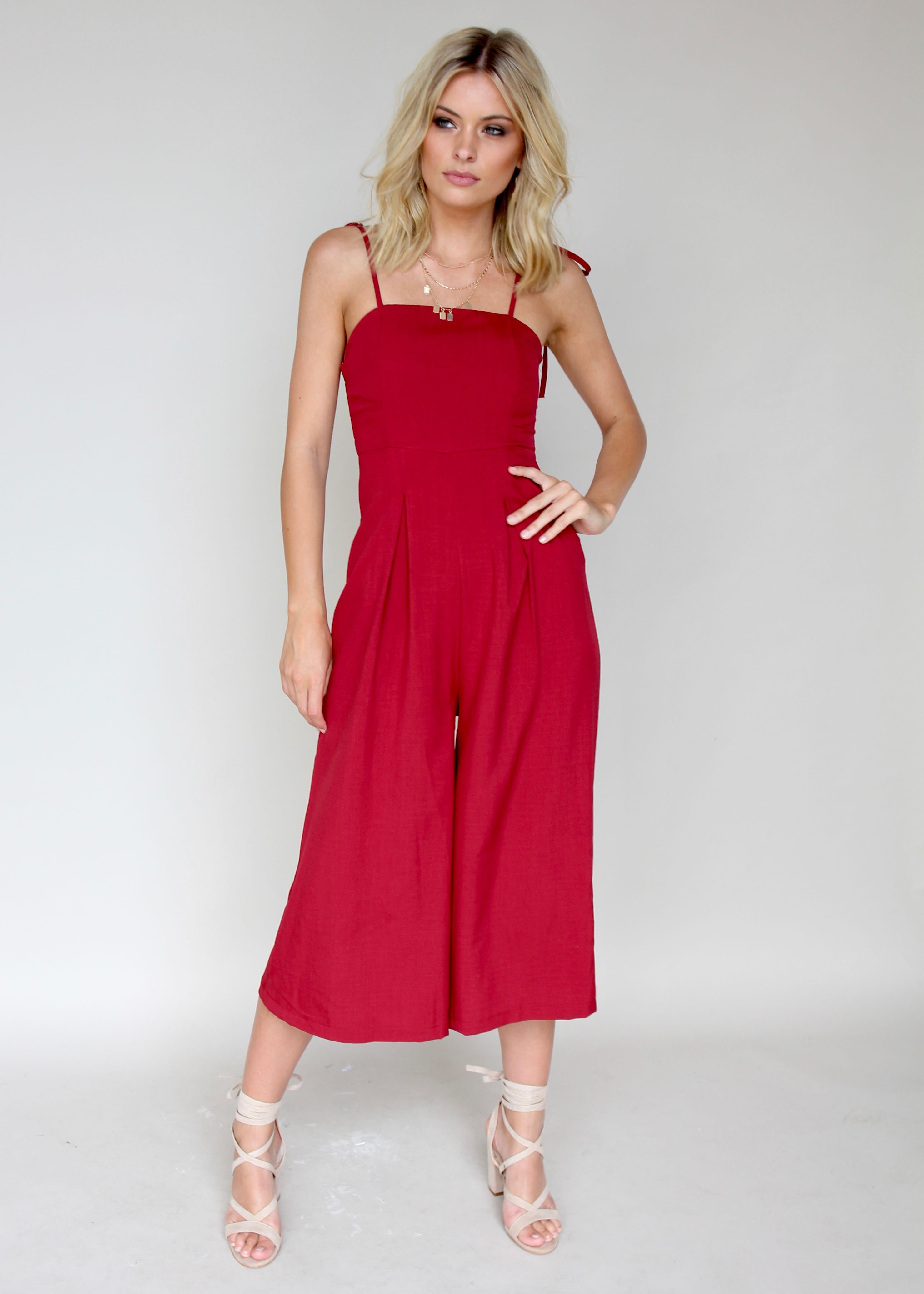 Better In Time Pantsuit - Crimsom