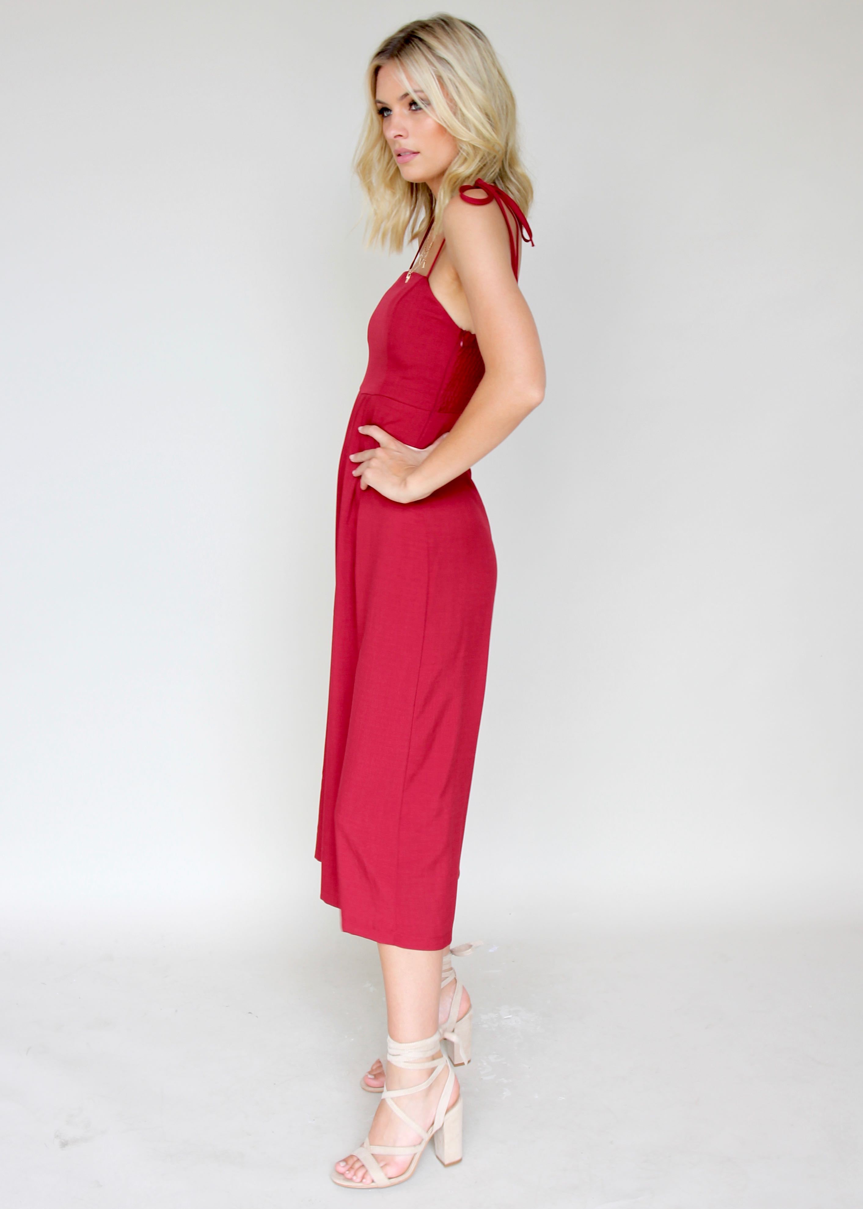 Better In Time Pantsuit - Crimsom