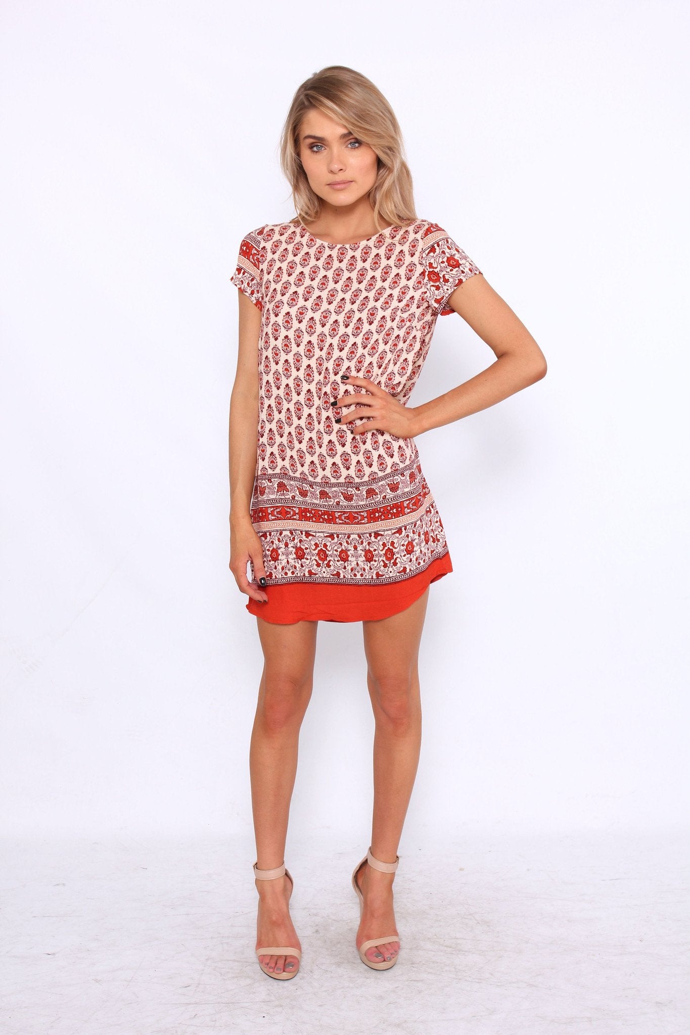 Acacia Tunic Dress - Red Paisley