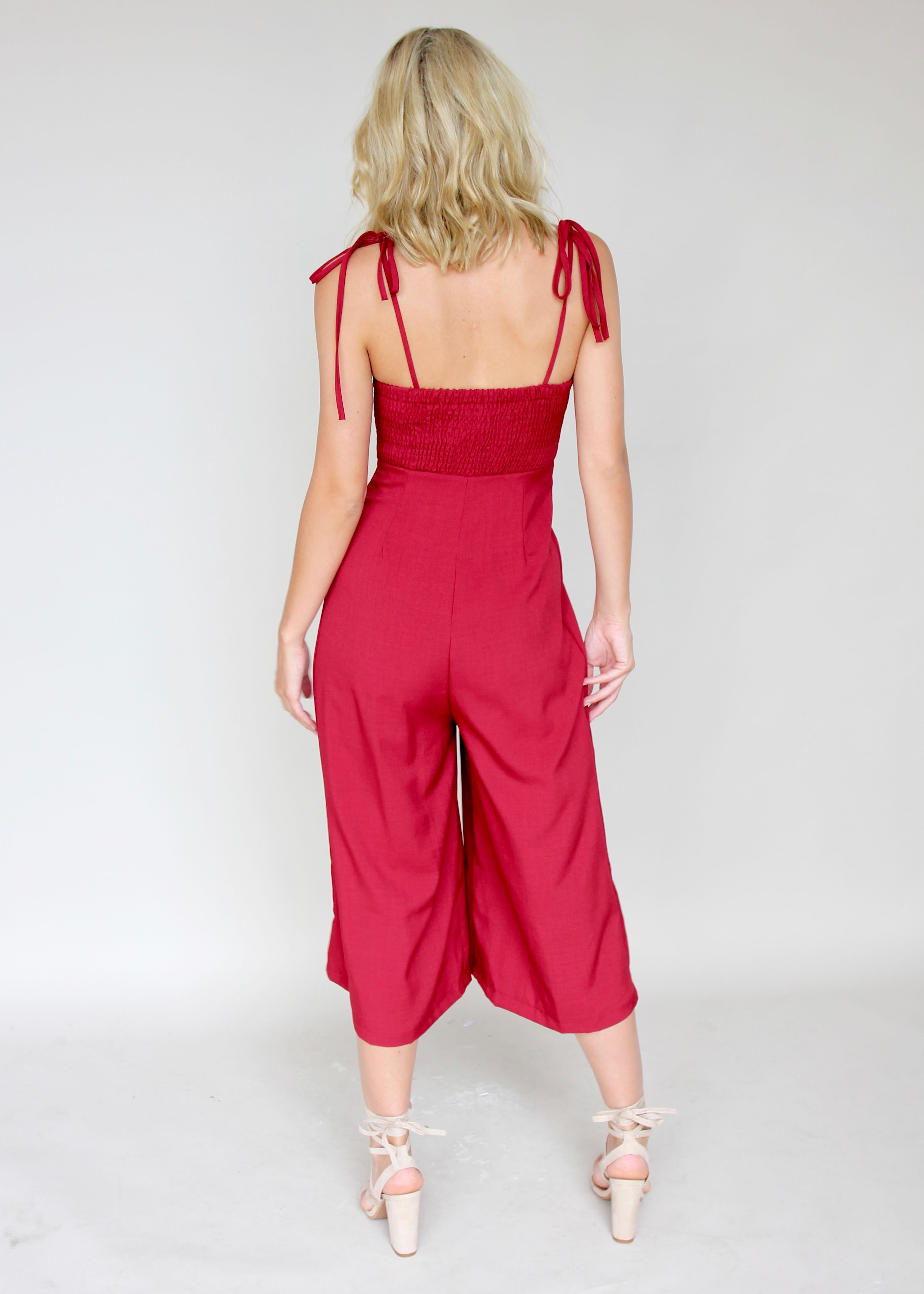 Better In Time Pantsuit - Crimsom