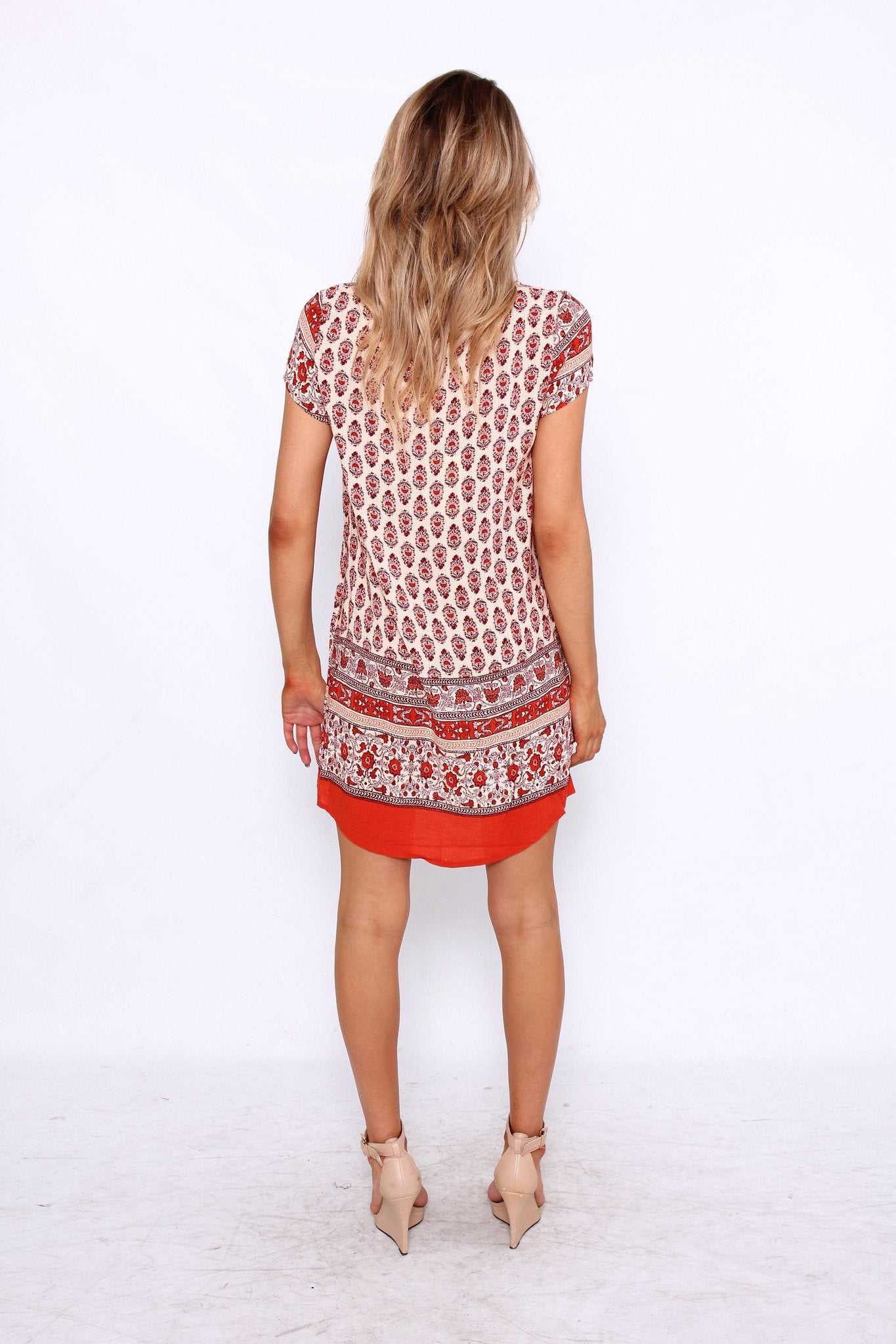 Acacia Tunic Dress - Red Paisley