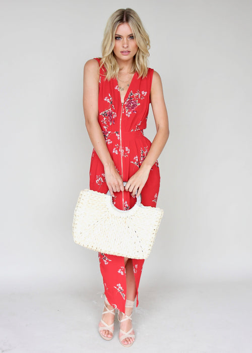 Catalina Zip Dress - Red Floral