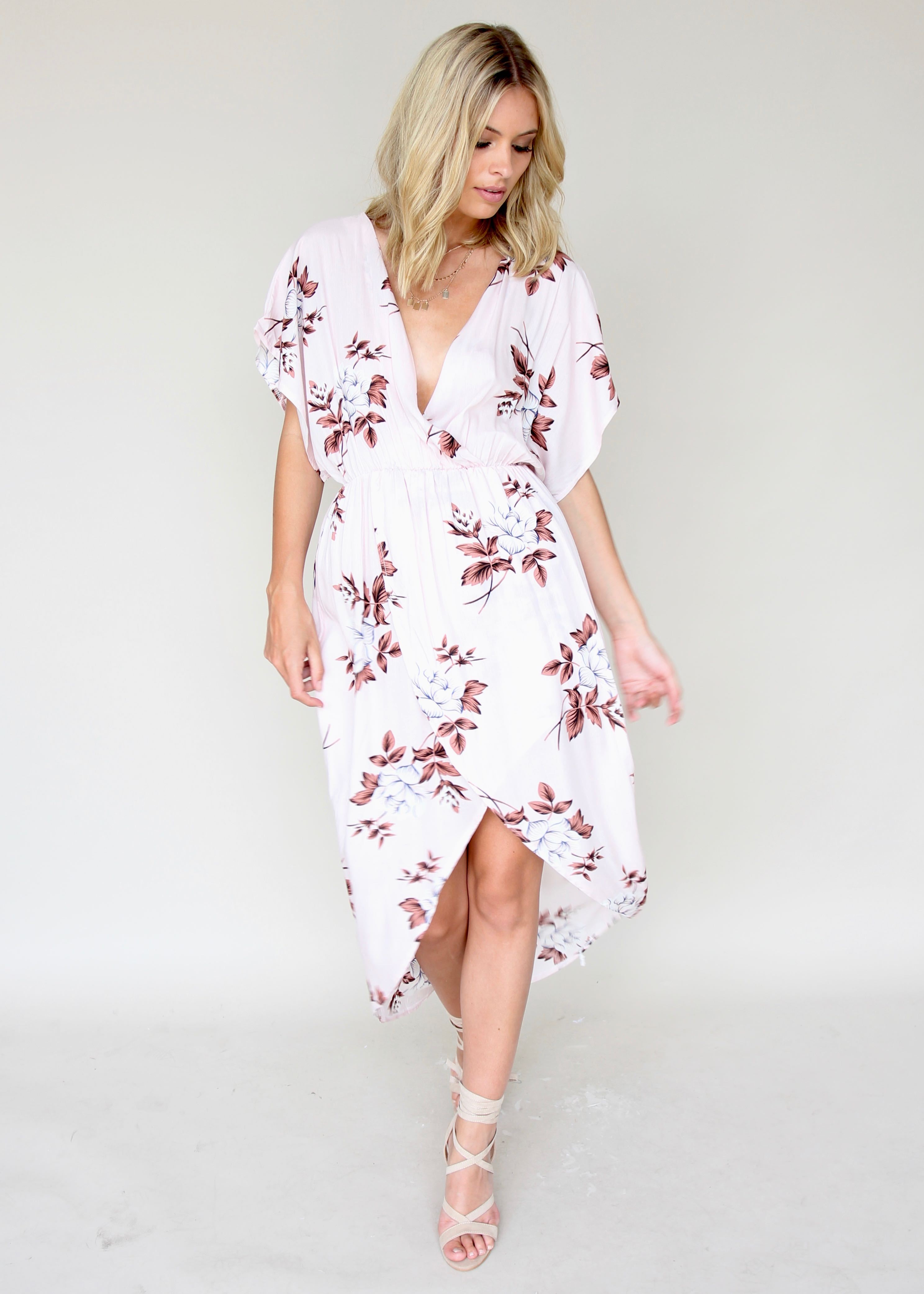 Desert Flower Midi Dress - Blush
