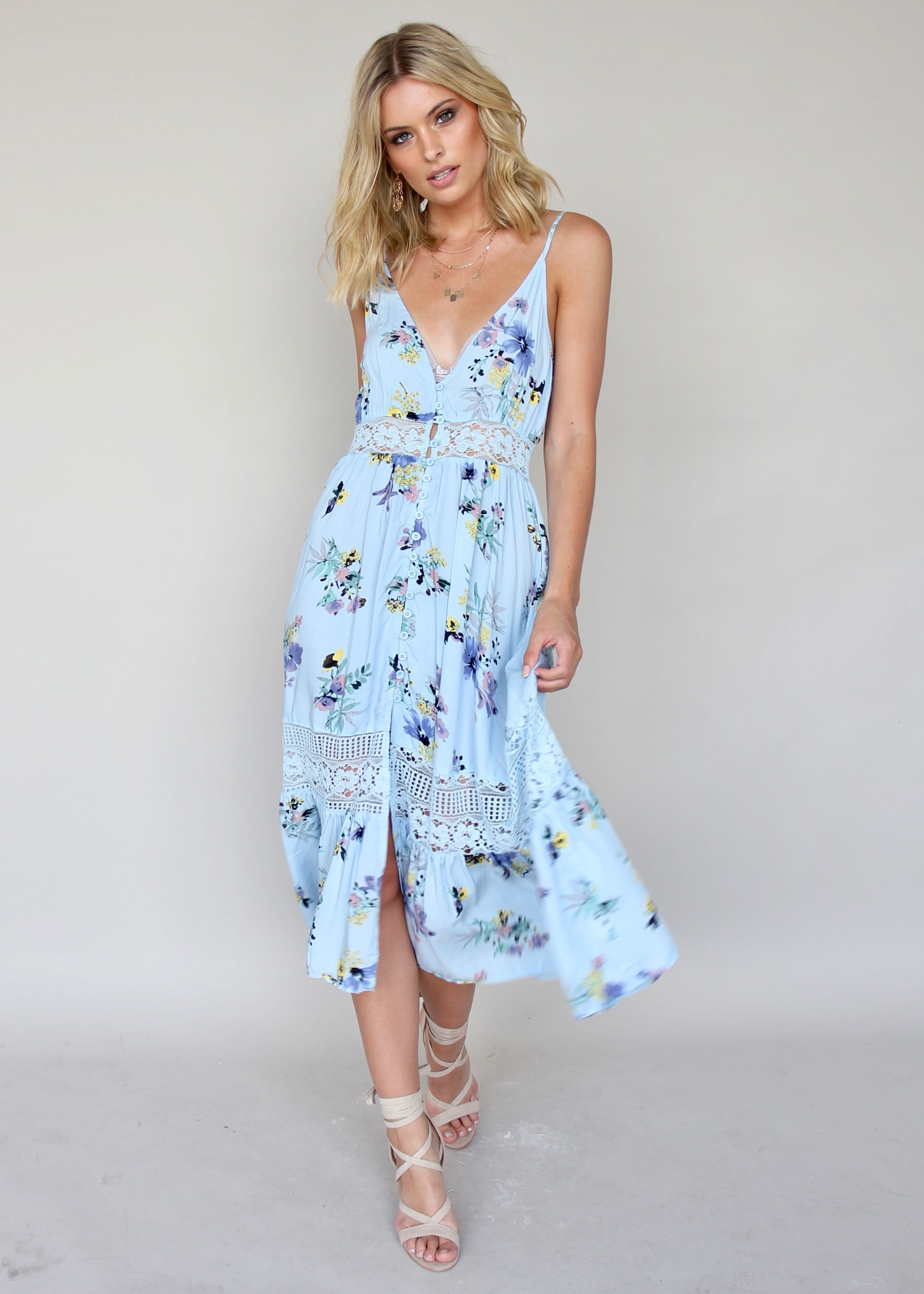 About The Weekend Midi Dress - Light Blue