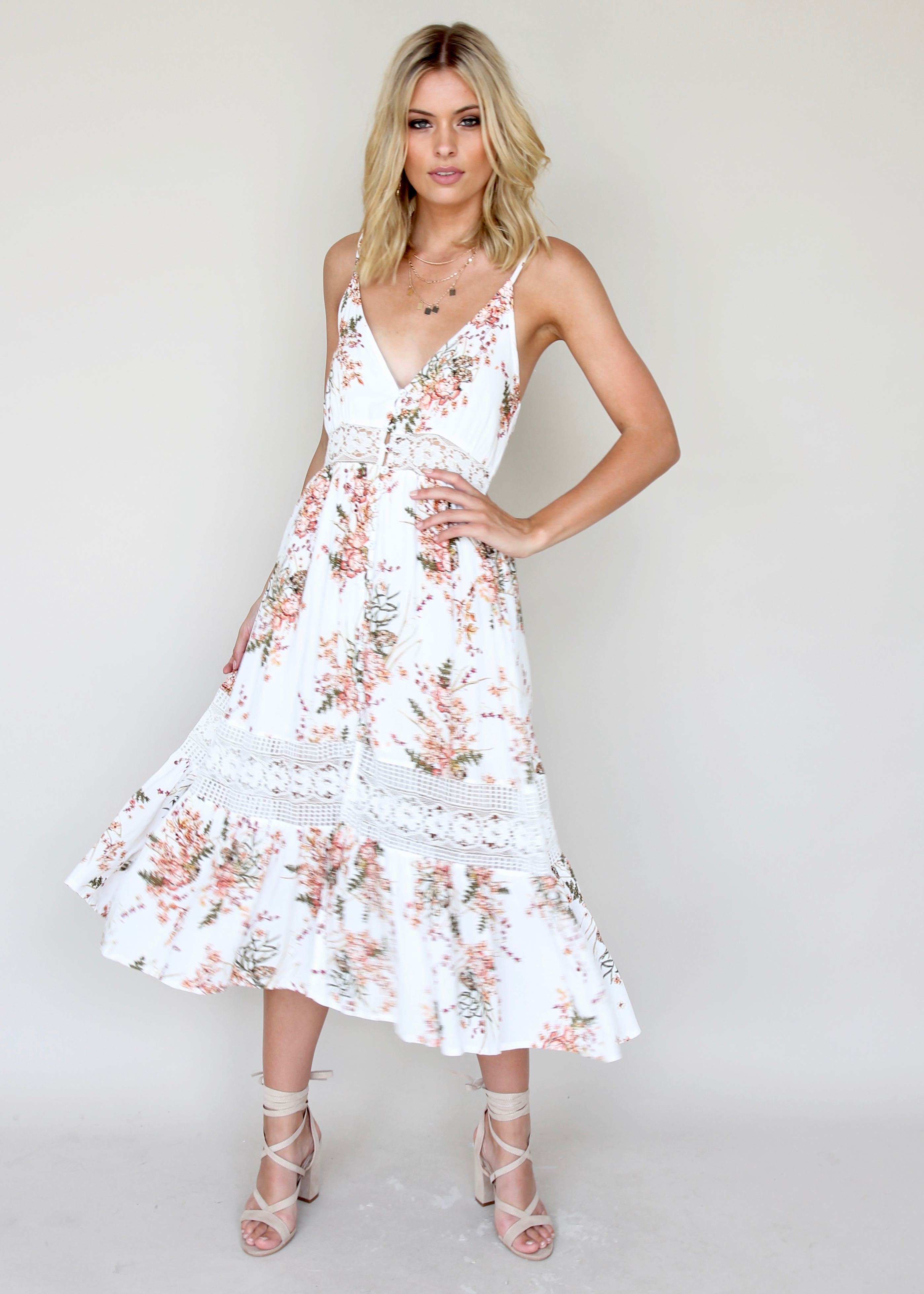About The Weekend Midi Dress - White Splendour