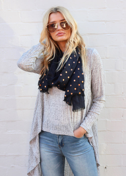 Heartlands Hi-Lo L/S Blouse - Grey Marle
