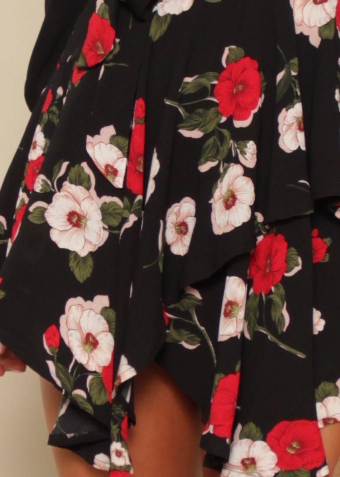 Against The Tide Wrap Dress - Black Floral