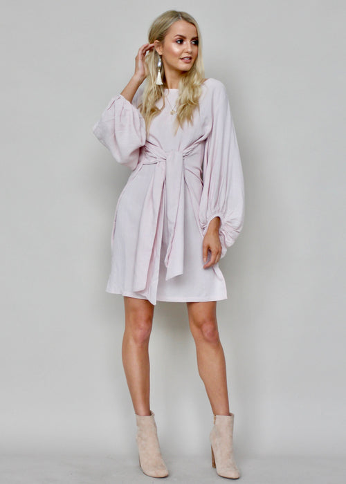 Maison Linen Tie Dress - Blush