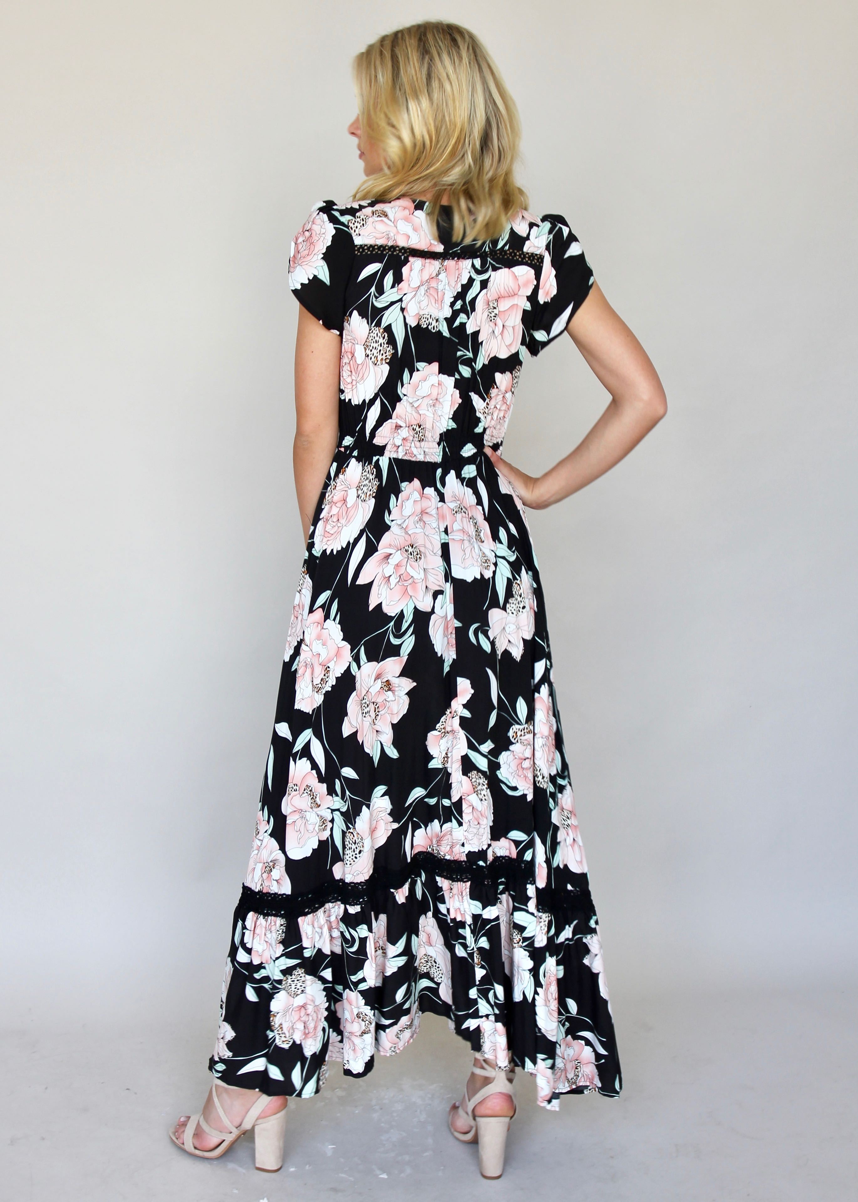 Carmen Maxi Dress - Peach Wildflower