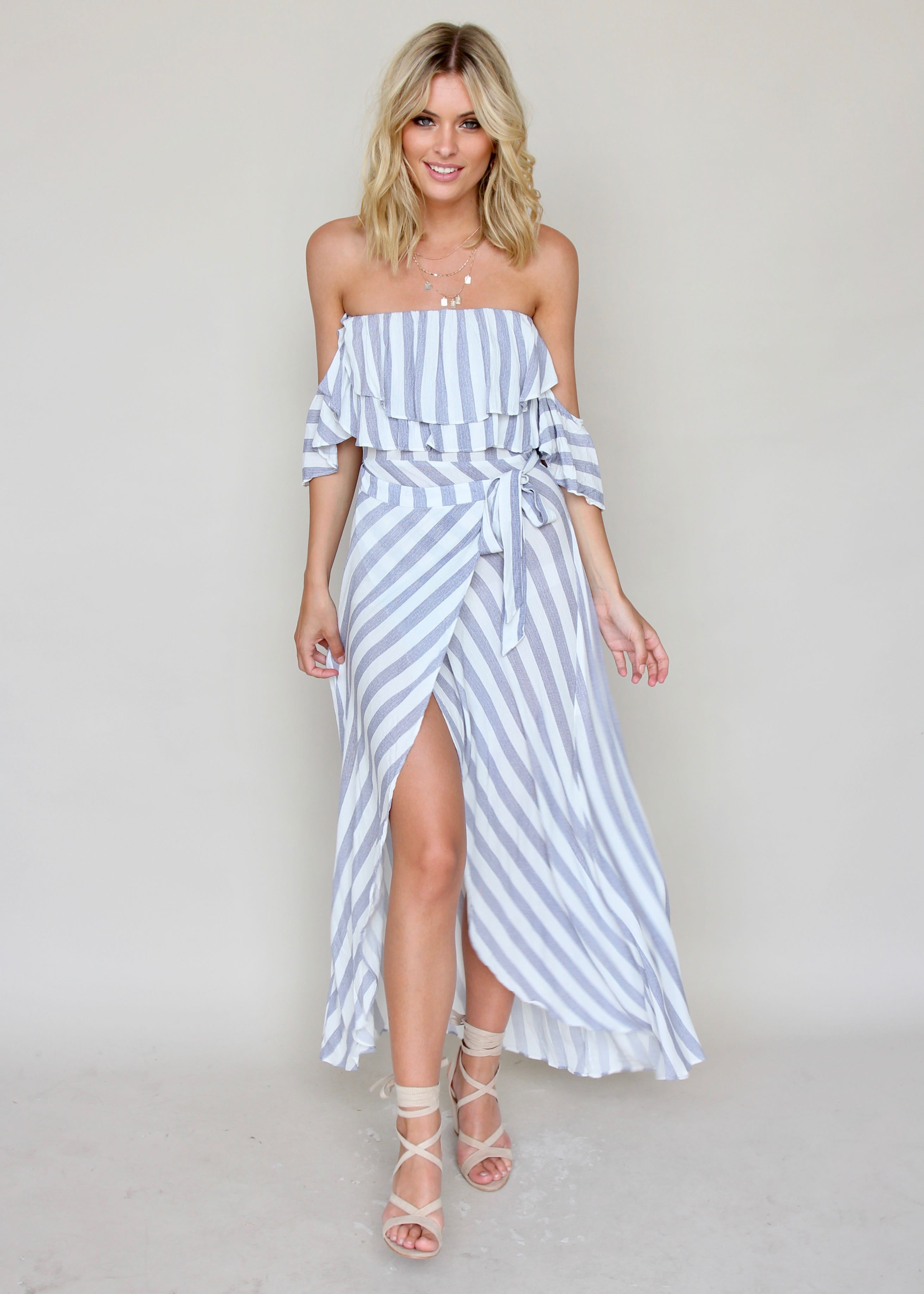 City Dreams Strapless Dress - Blue
