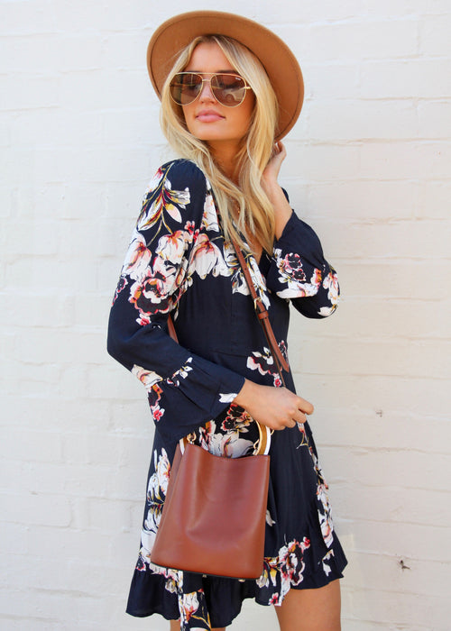 Avina Swing Dress - Navy Floral