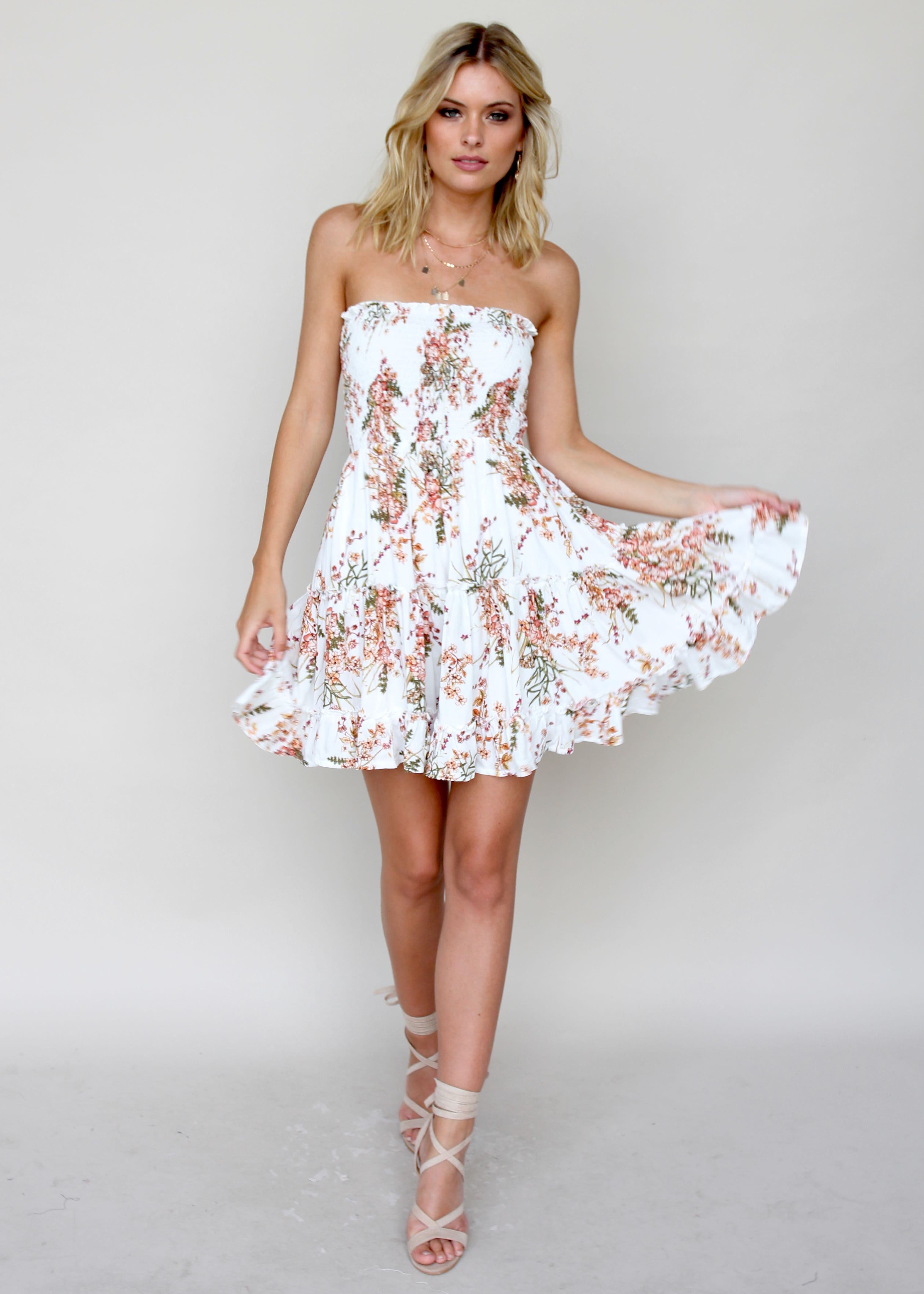 Cabana Strapless Dress - Flower Fields