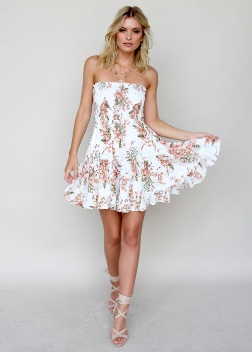 Cabana Strapless Dress - Flower Fields