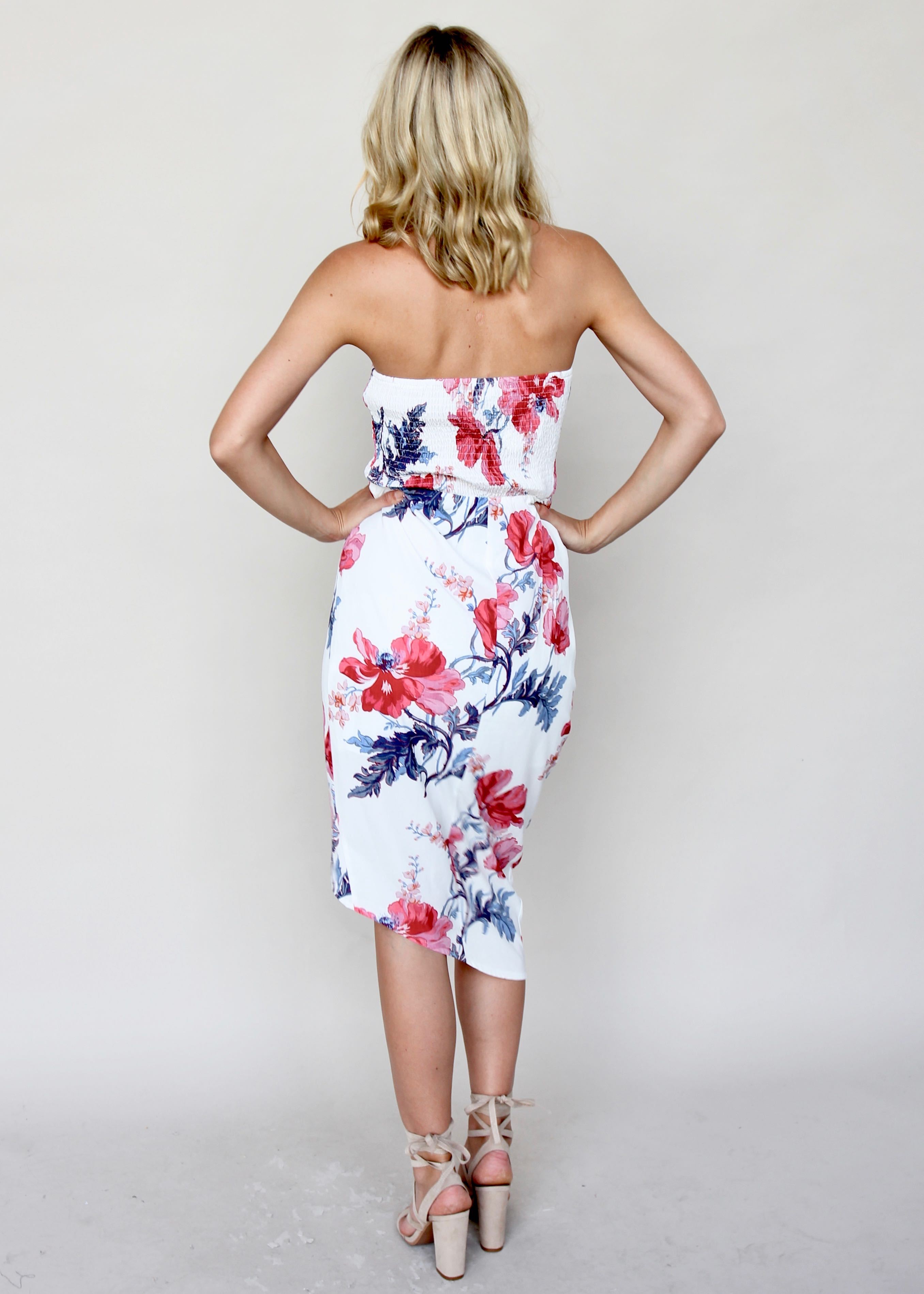 Milla Strapless Midi Dress - Florid