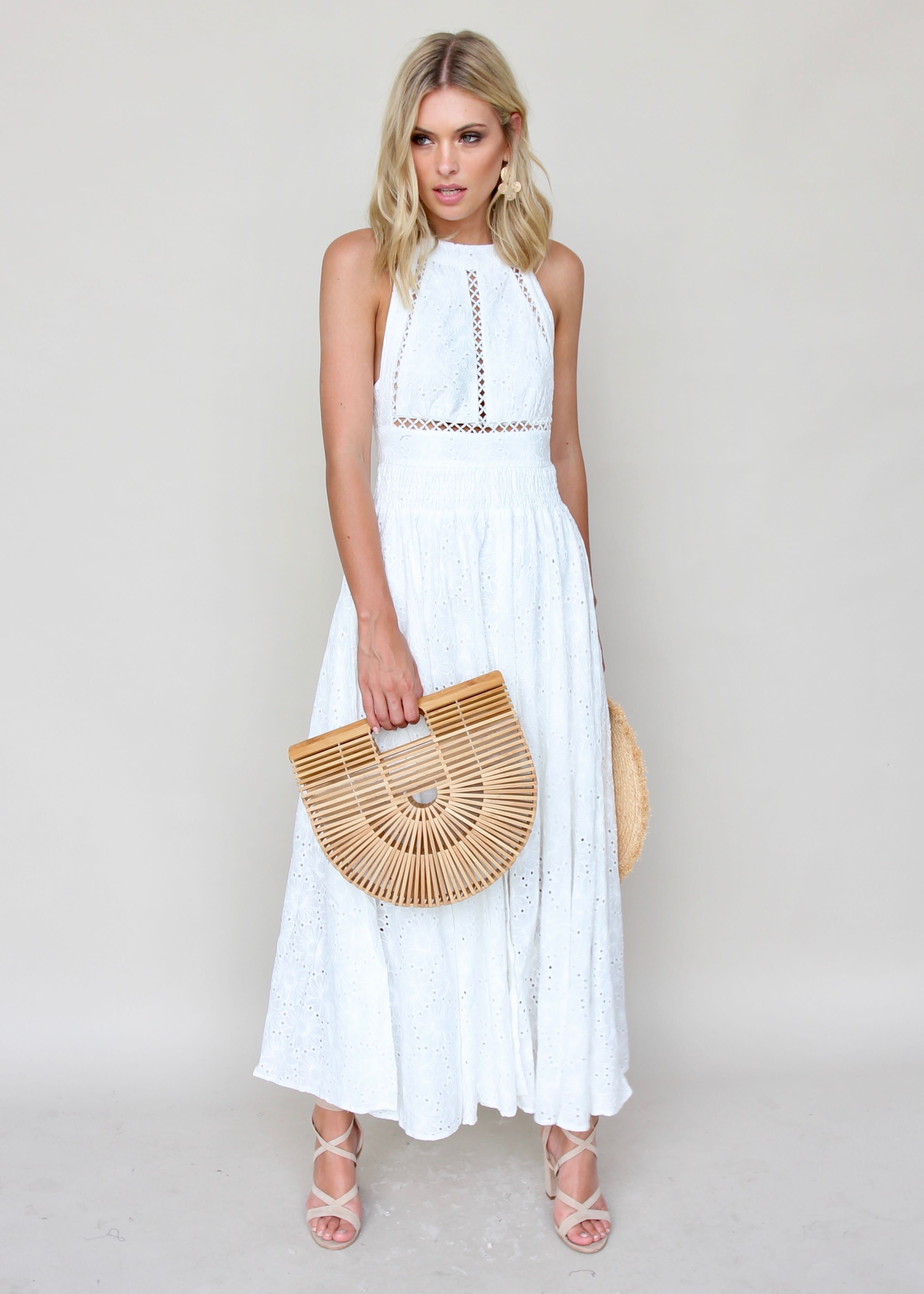 Break Of Dawn Maxi - Flower White Embroidered