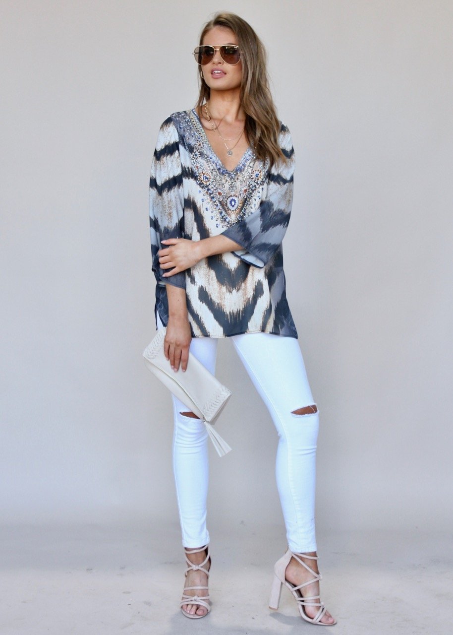 Cressida Embellished Blouse - Sahara