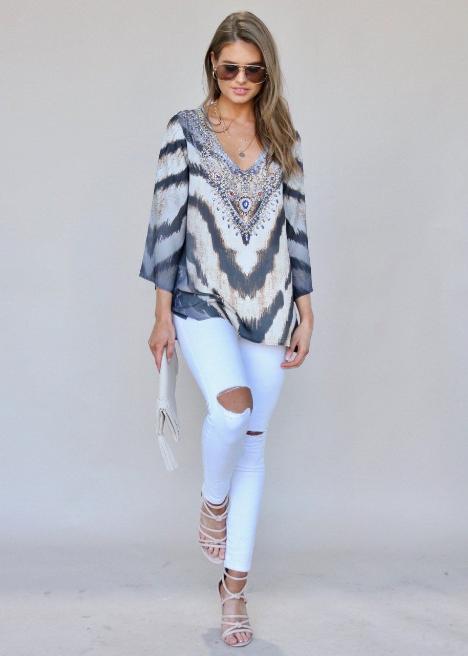 Cressida Embellished Blouse - Sahara