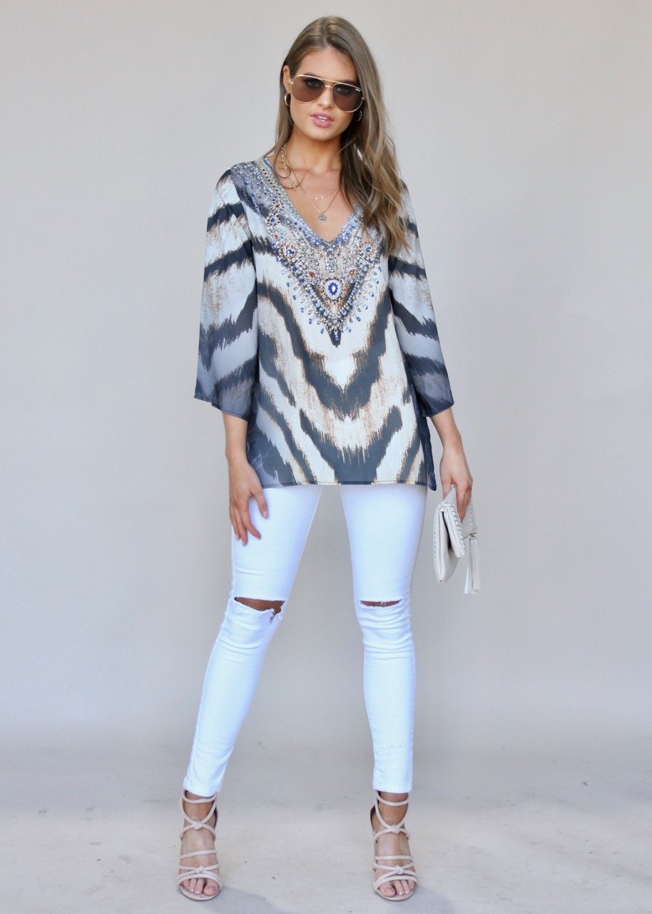 Cressida Embellished Blouse - Sahara