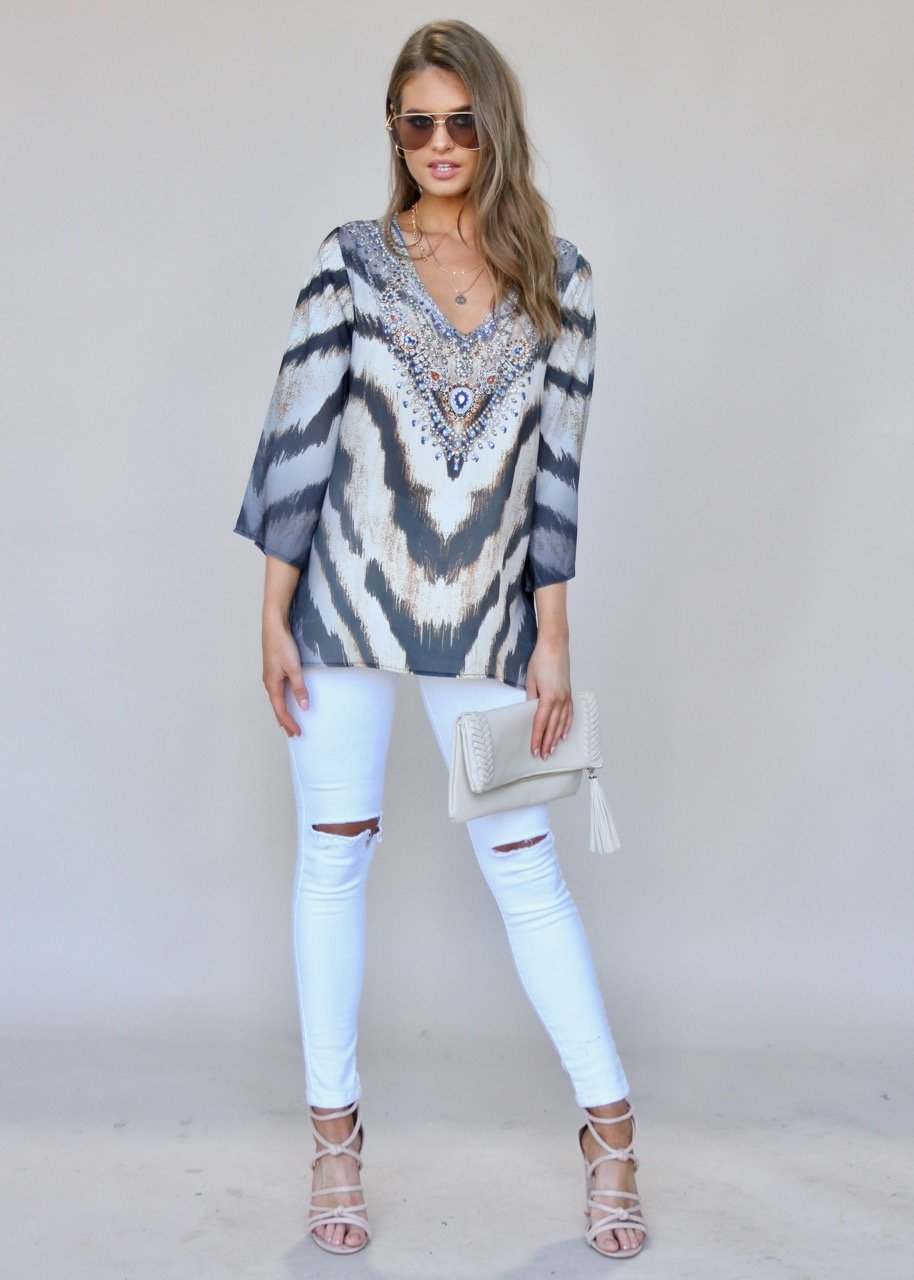 Cressida Embellished Blouse - Sahara
