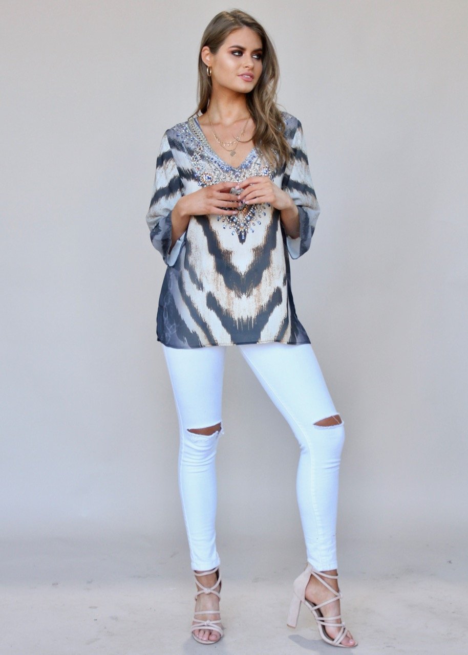 Cressida Embellished Blouse - Sahara