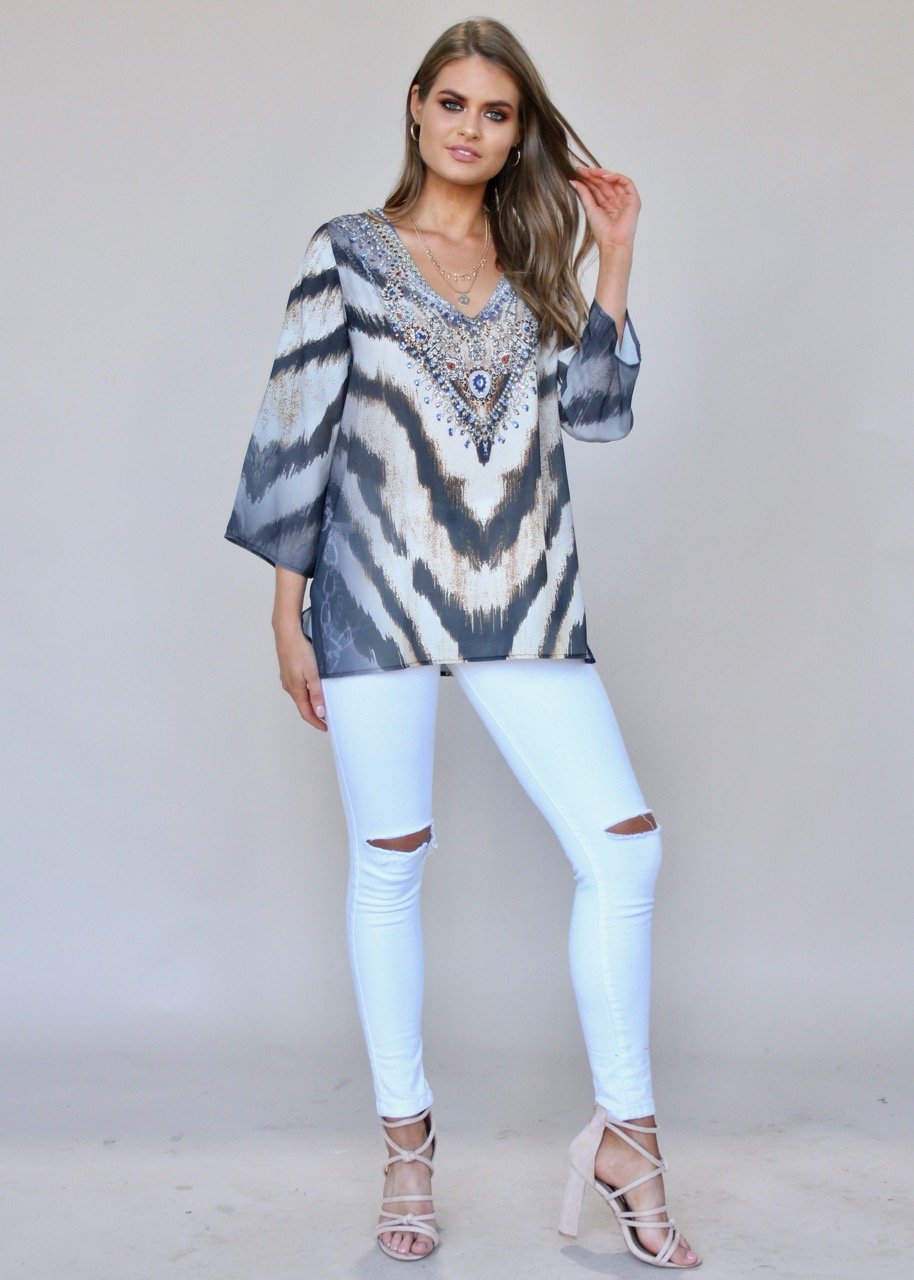 Cressida Embellished Blouse - Sahara