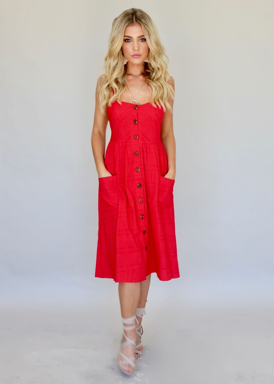 Utopia Midi Dress - Red