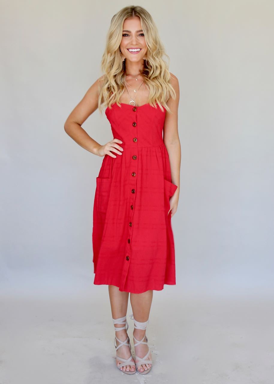 Utopia Midi Dress - Red