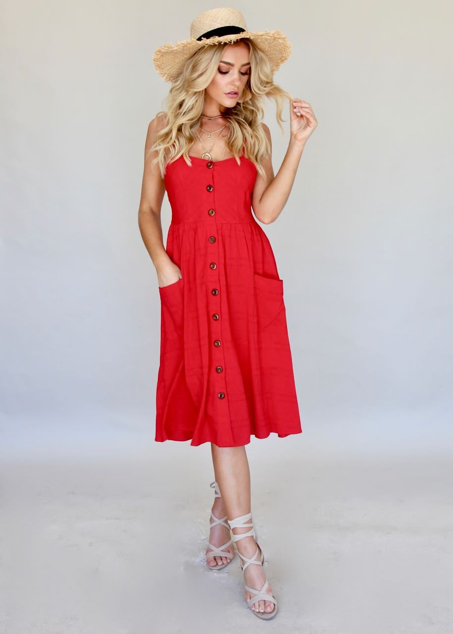 Utopia Midi Dress - Red