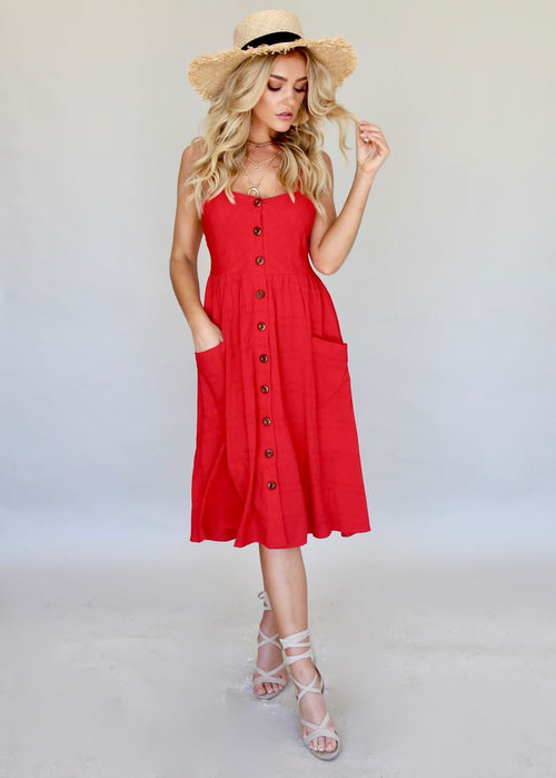 Utopia Midi Dress - Red