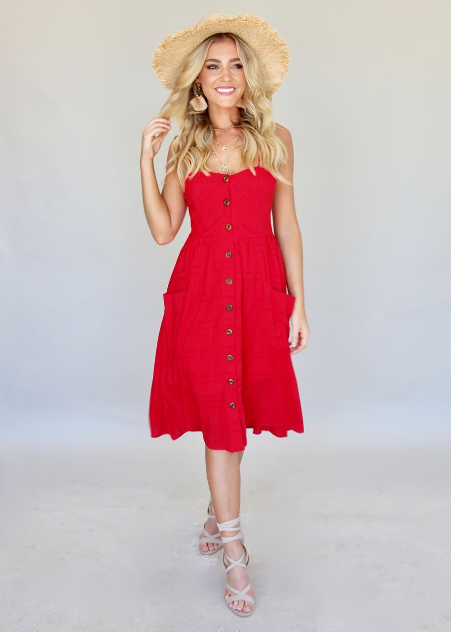 Utopia Midi Dress - Red