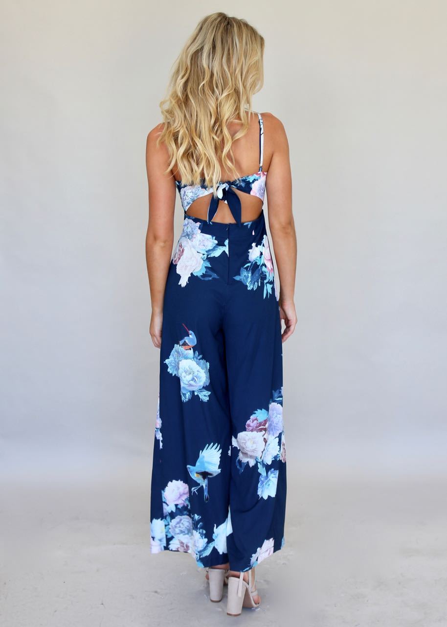 Walk On By Pantsuit - Navy Watercolour