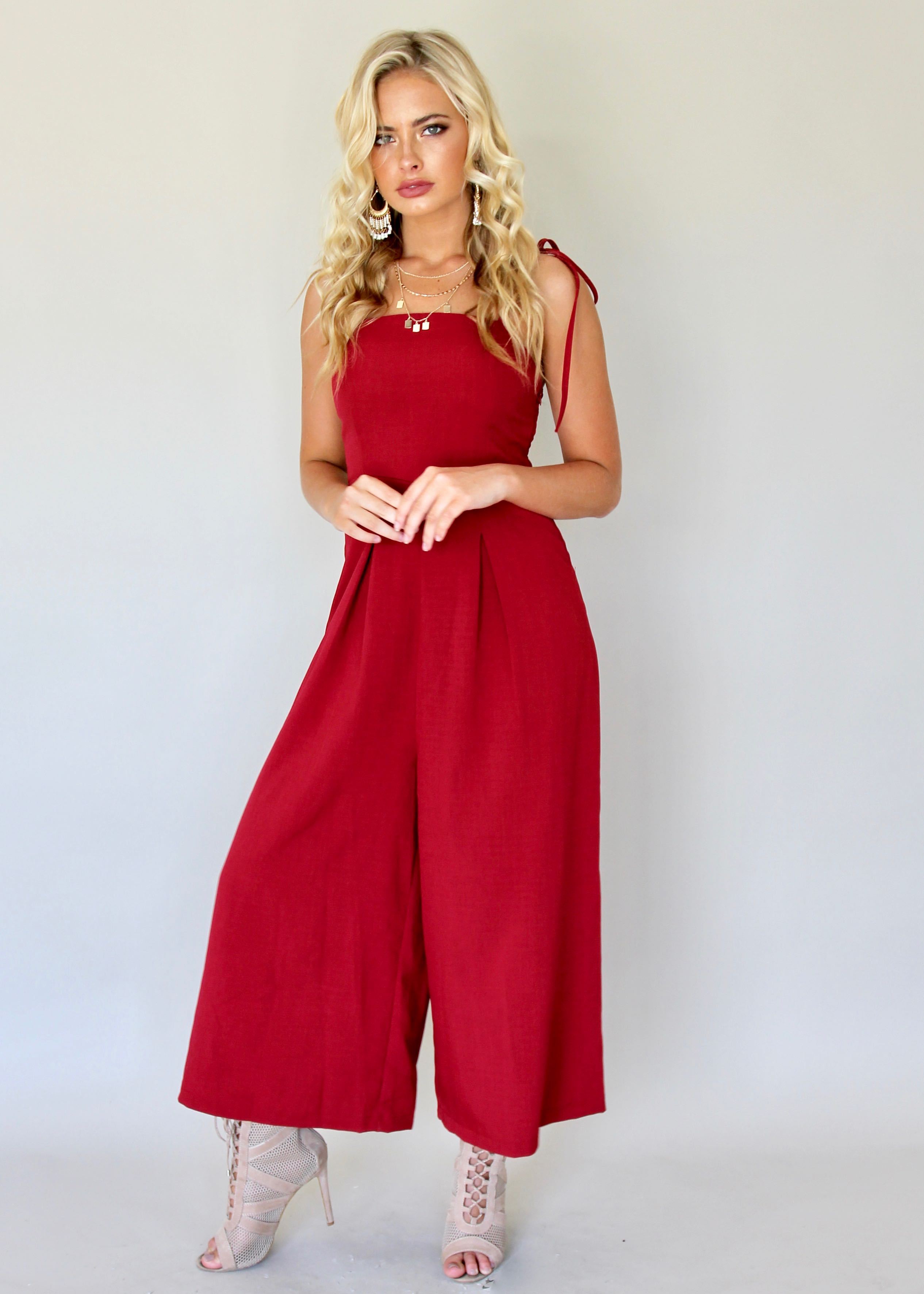 Better In Time Pantsuit - Crimsom