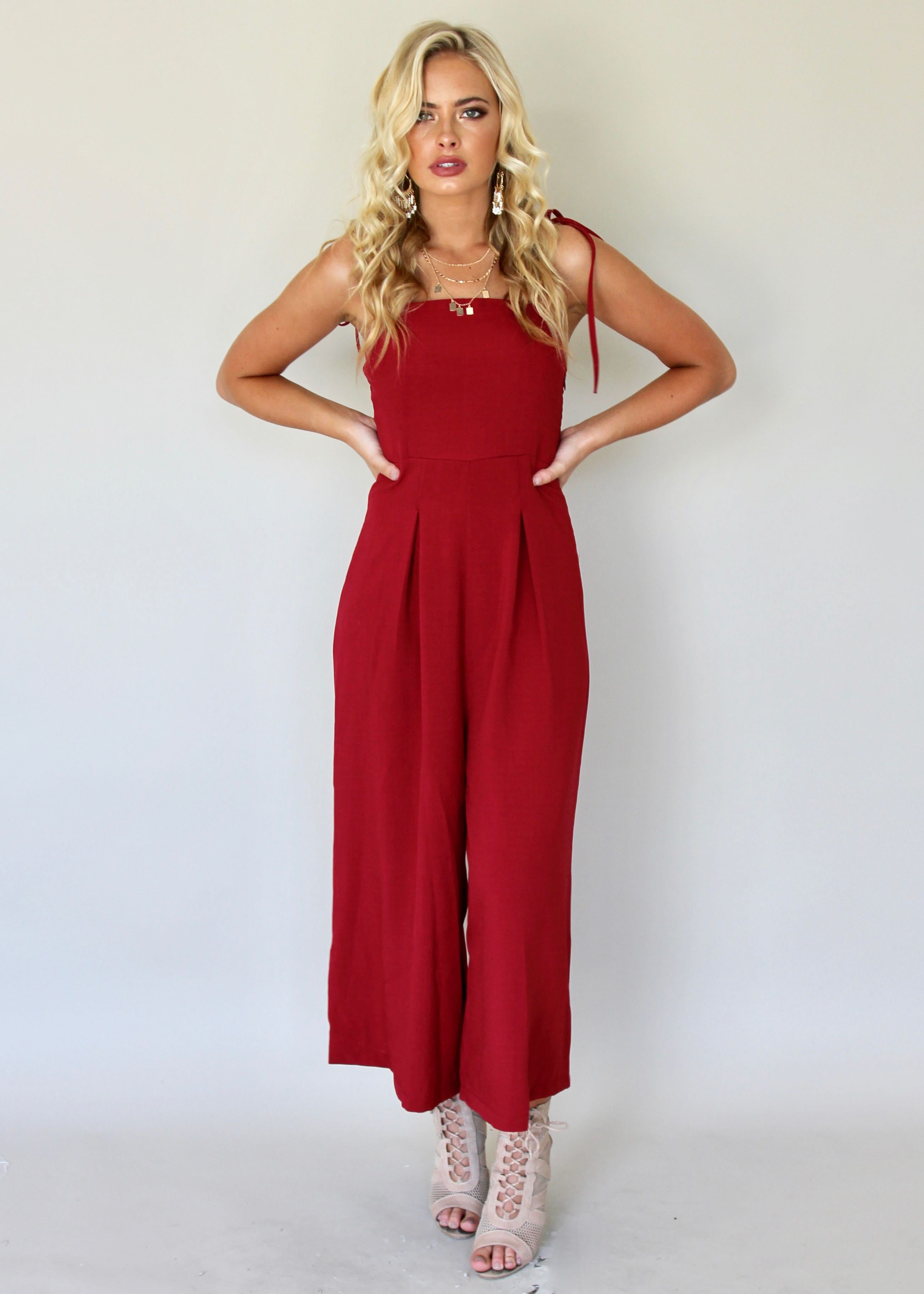 Better In Time Pantsuit - Crimsom