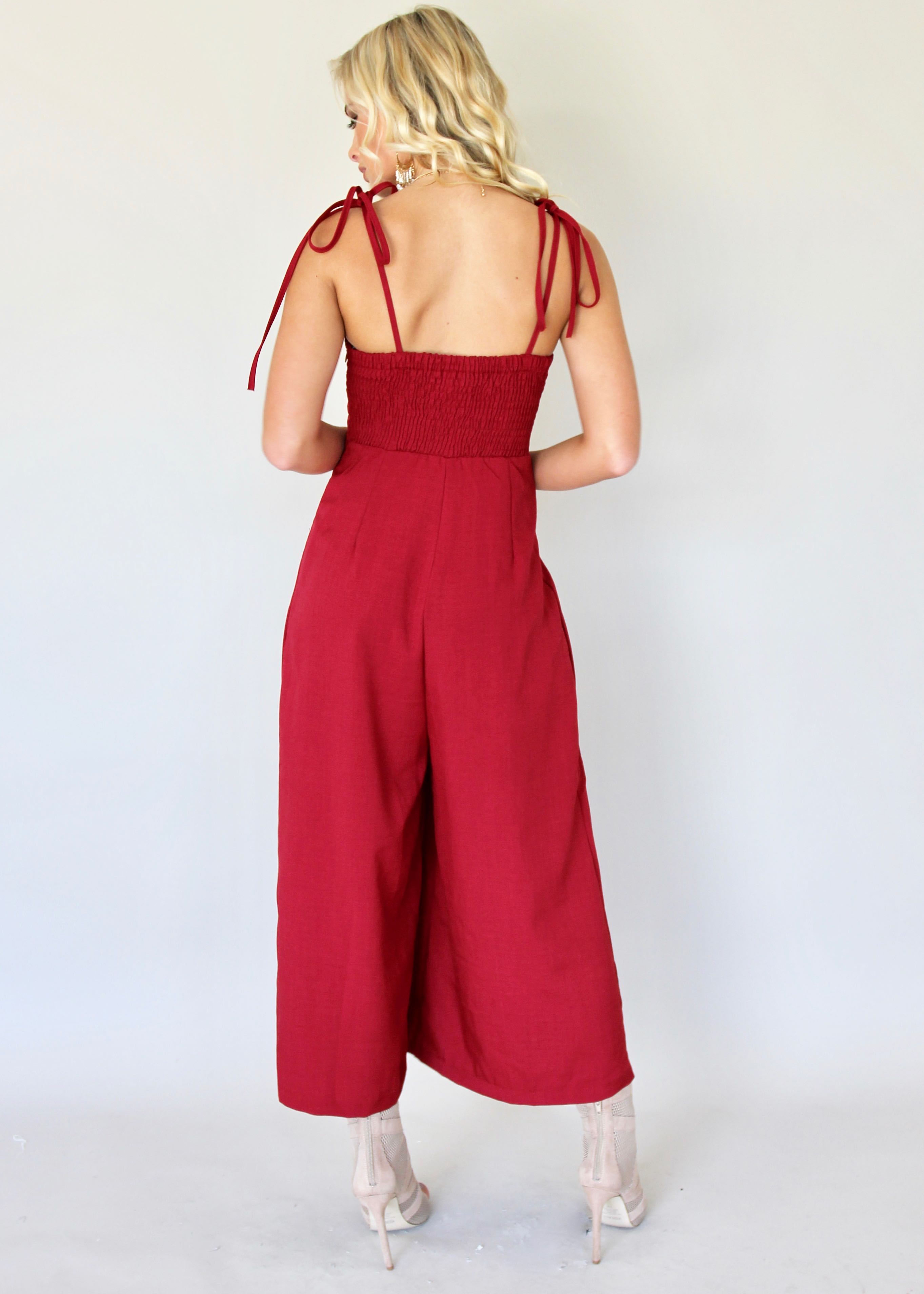 Better In Time Pantsuit - Crimsom