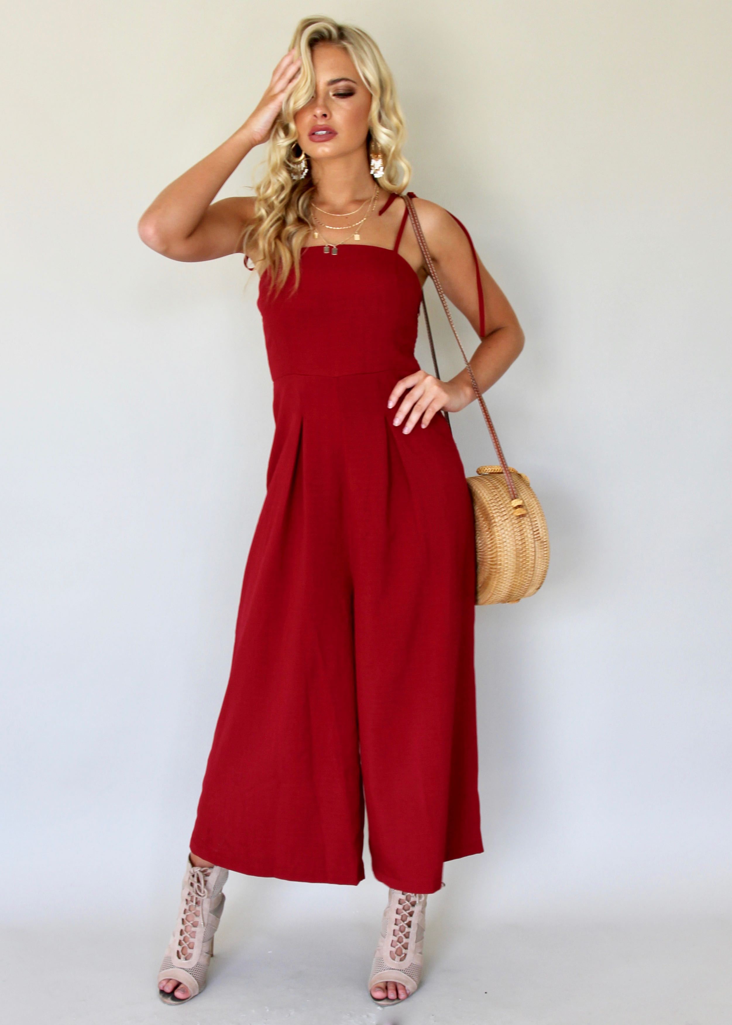 Better In Time Pantsuit - Crimsom