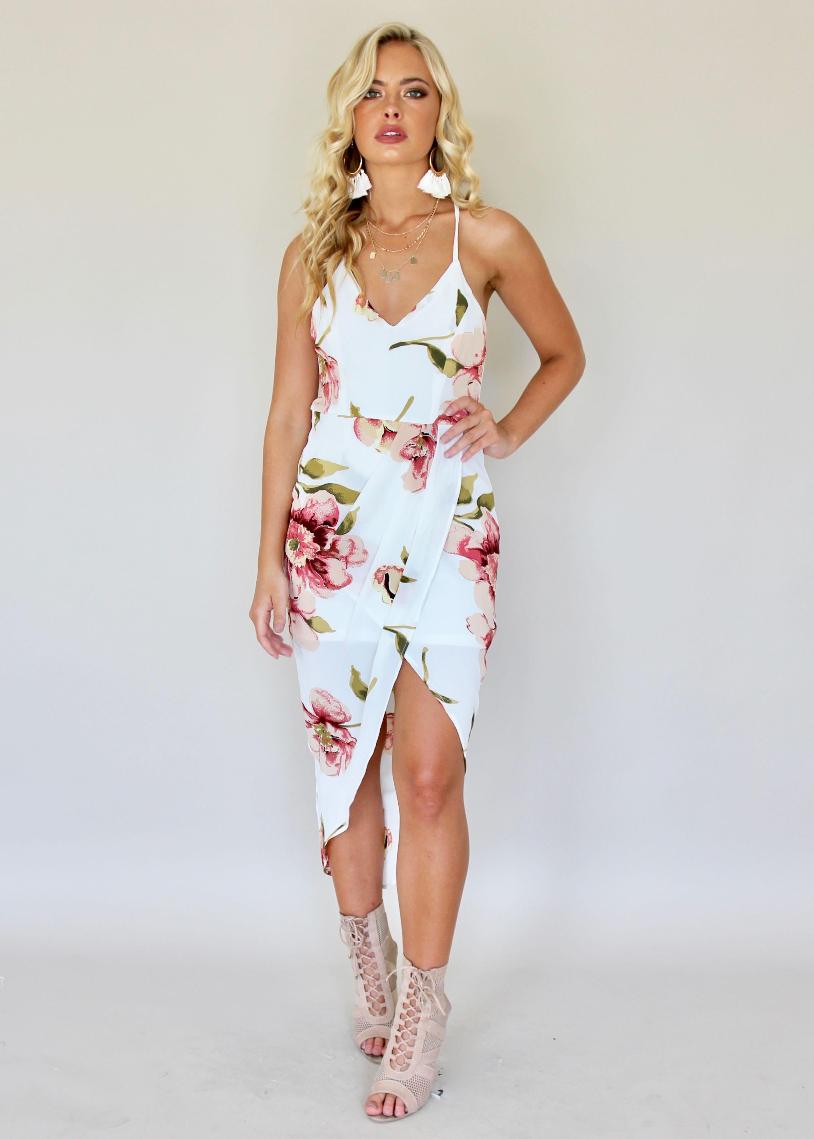 Night Romance Midi Dress - Peach Bloom