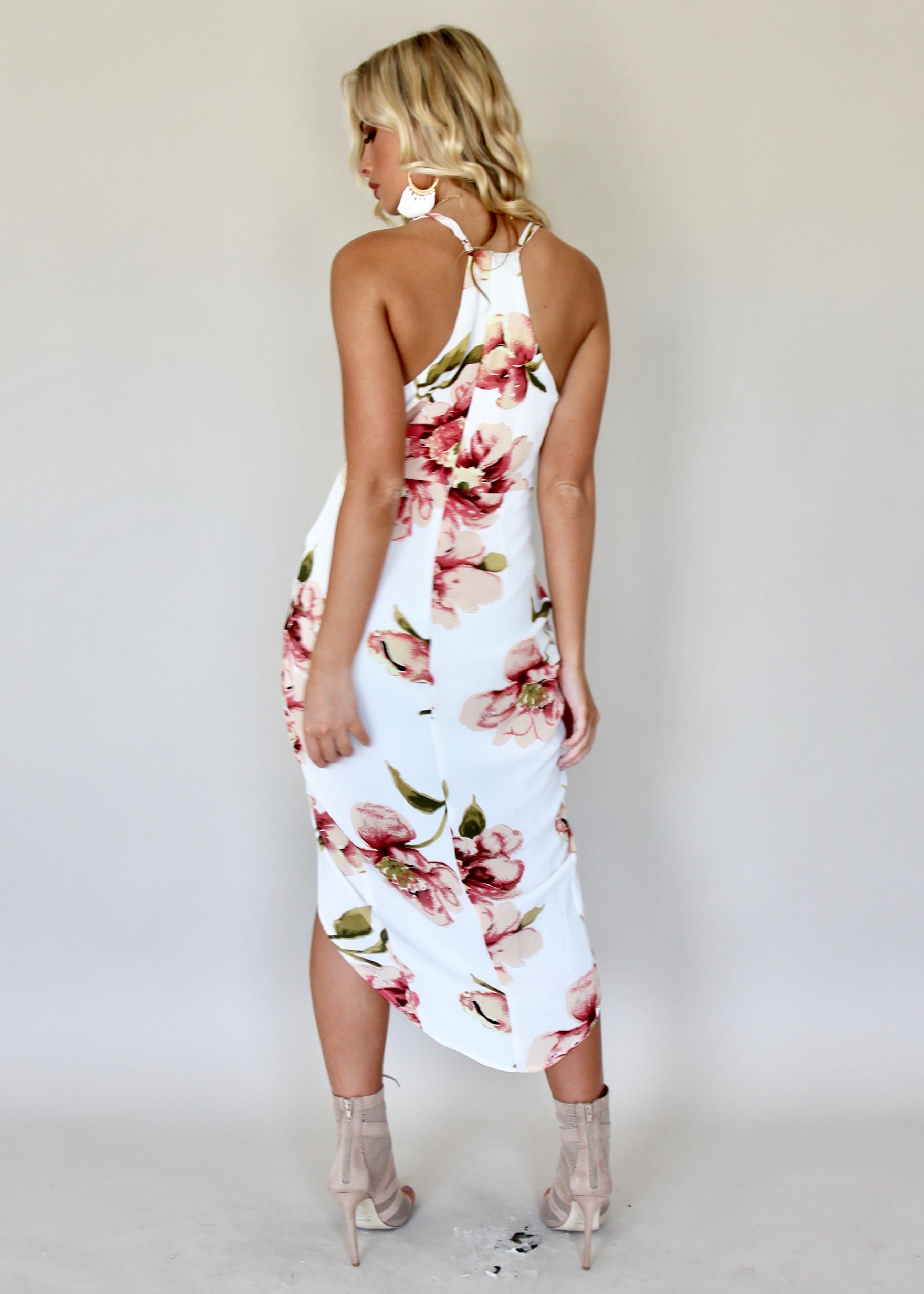 Night Romance Midi Dress - Peach Bloom