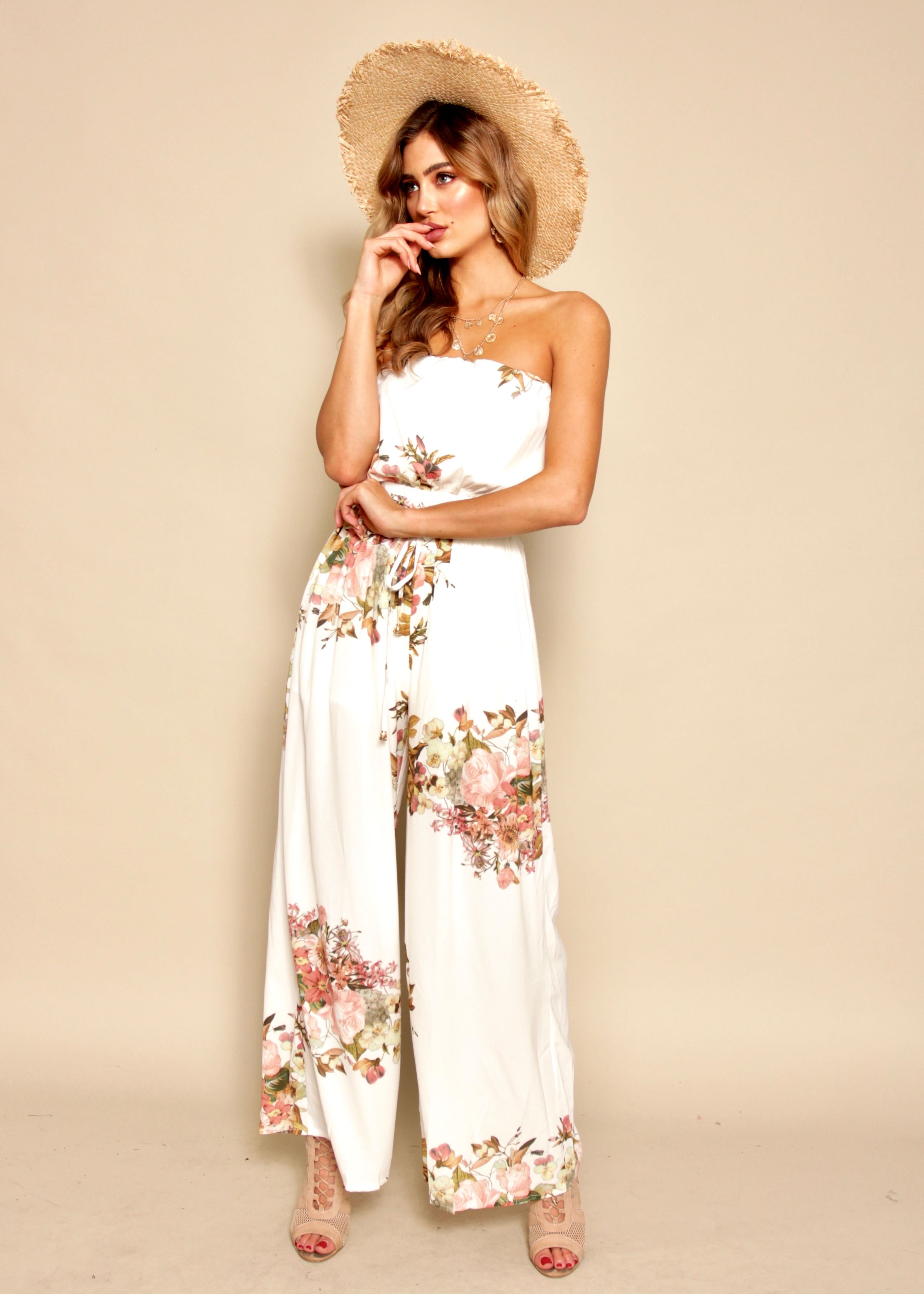 Luminous Love Strapless Pantsuit - Lillies
