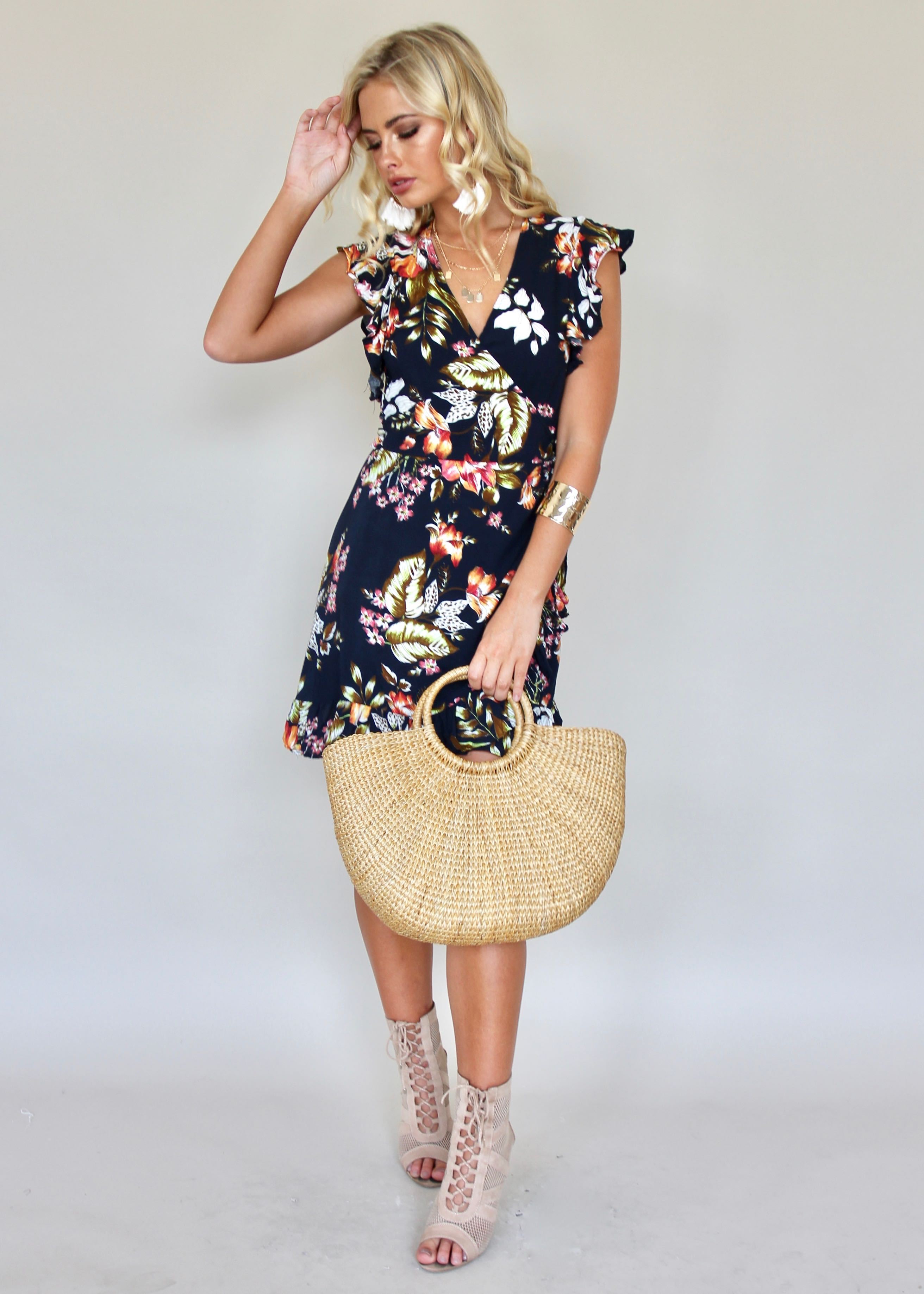 Sunday Breeze Wrap Dress - Black Forest