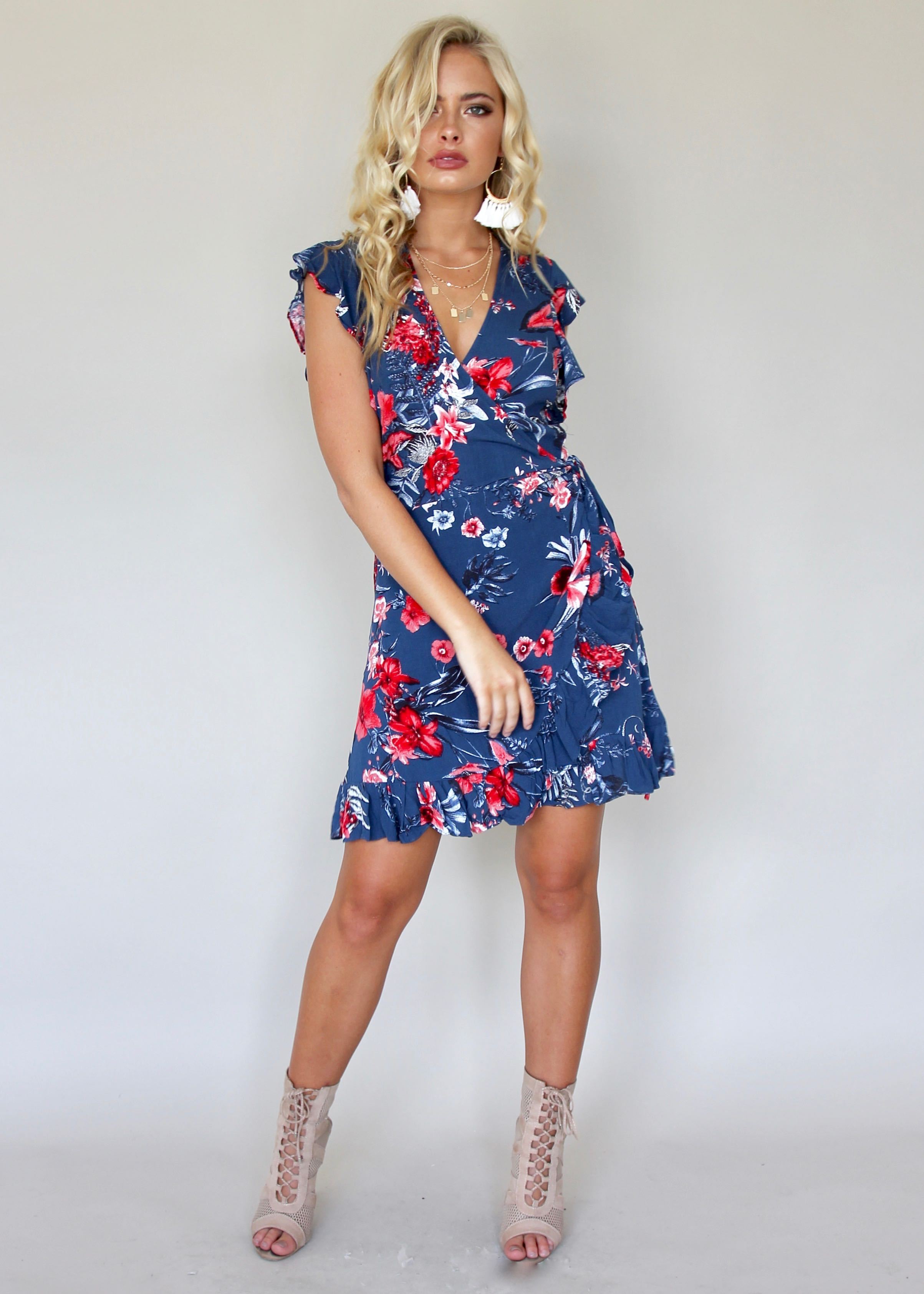 Sunday Breeze Wrap Dress - Navy