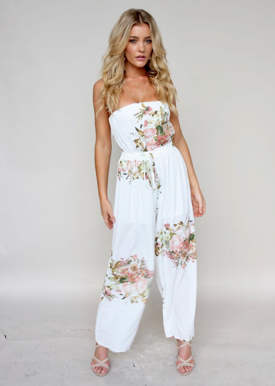 Luminous Love Strapless Pantsuit - Lillies