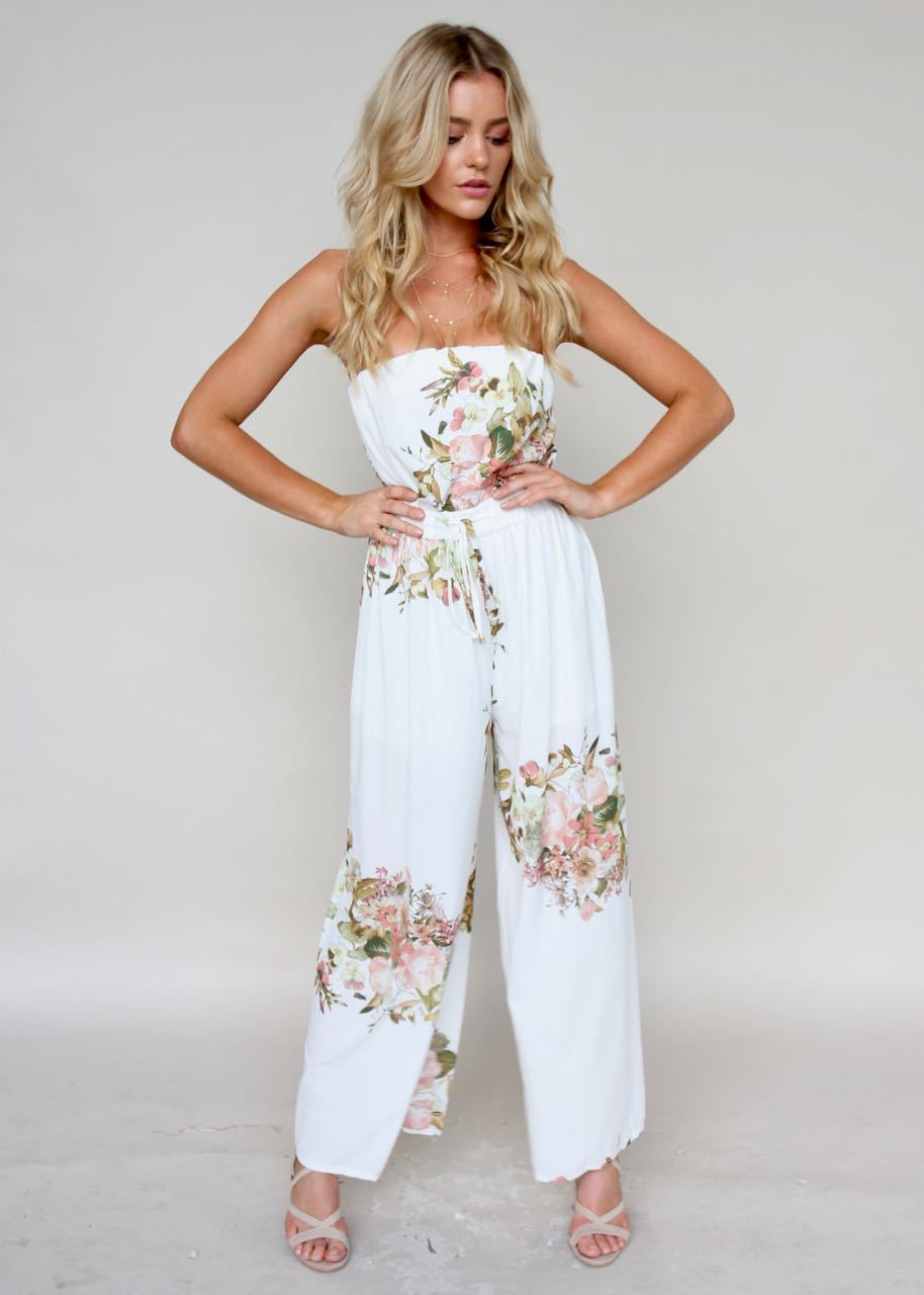 Luminous Love Strapless Pantsuit - Lillies