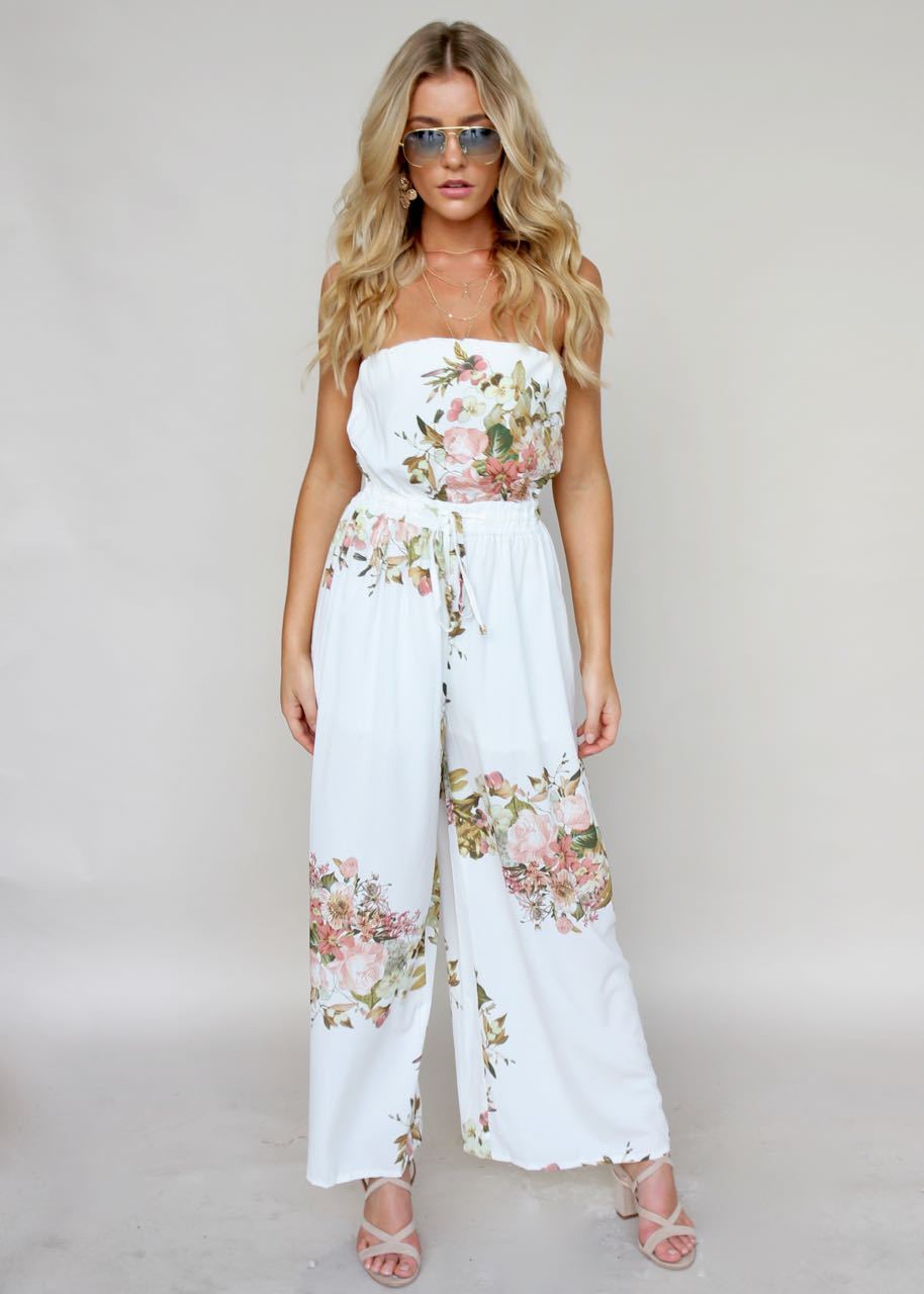 Luminous Love Strapless Pantsuit - Lillies