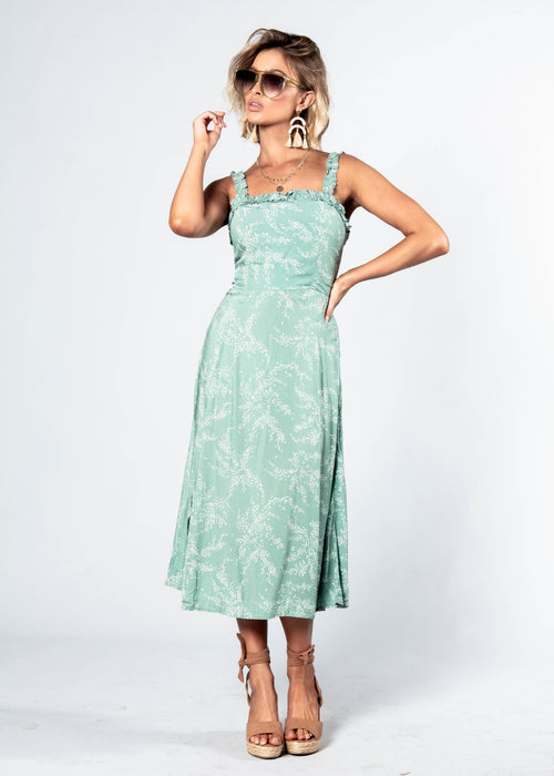 Katia Midi Dress - Sage Floral
